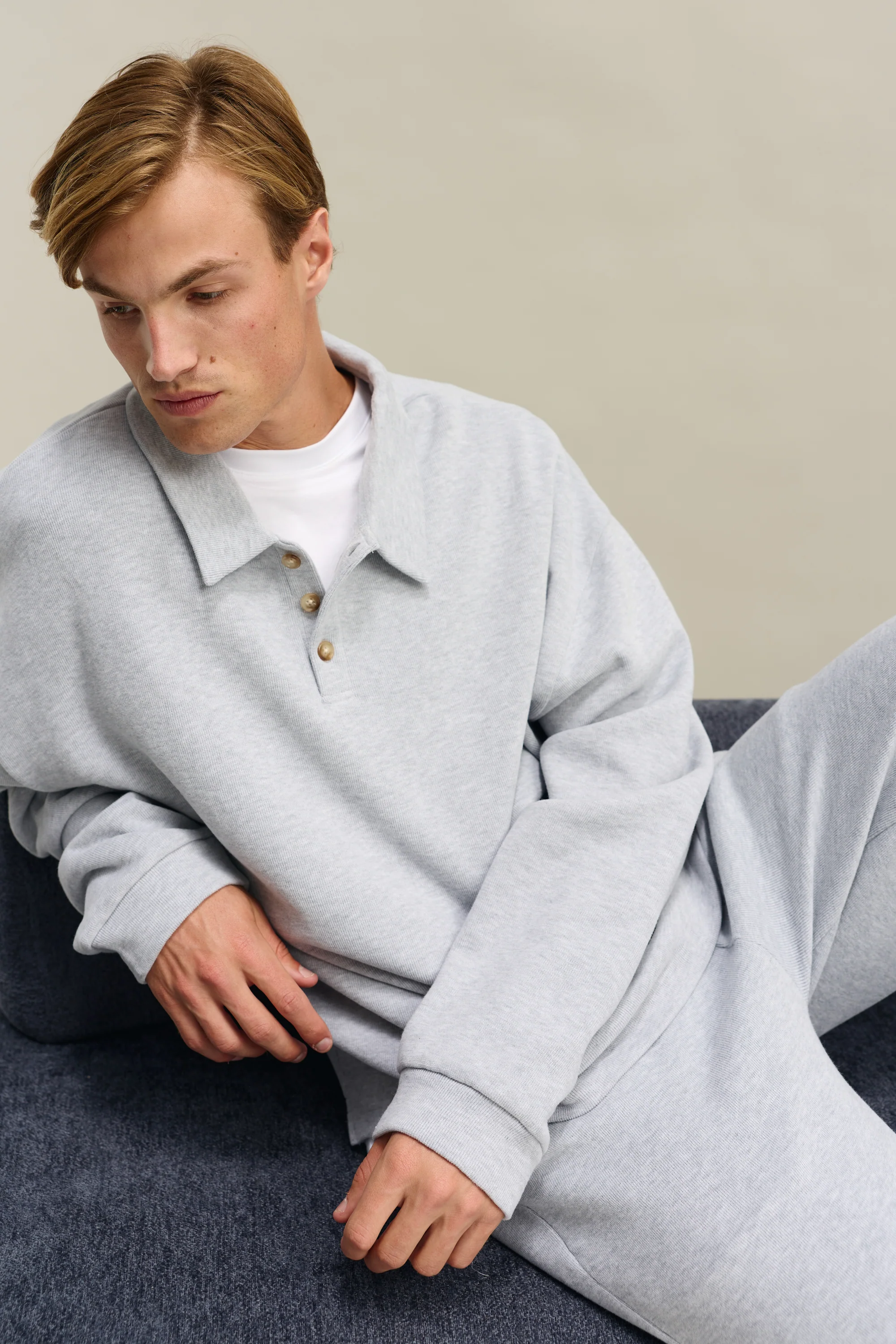 Aiden Polo Sweater Grey Marle - Image 2