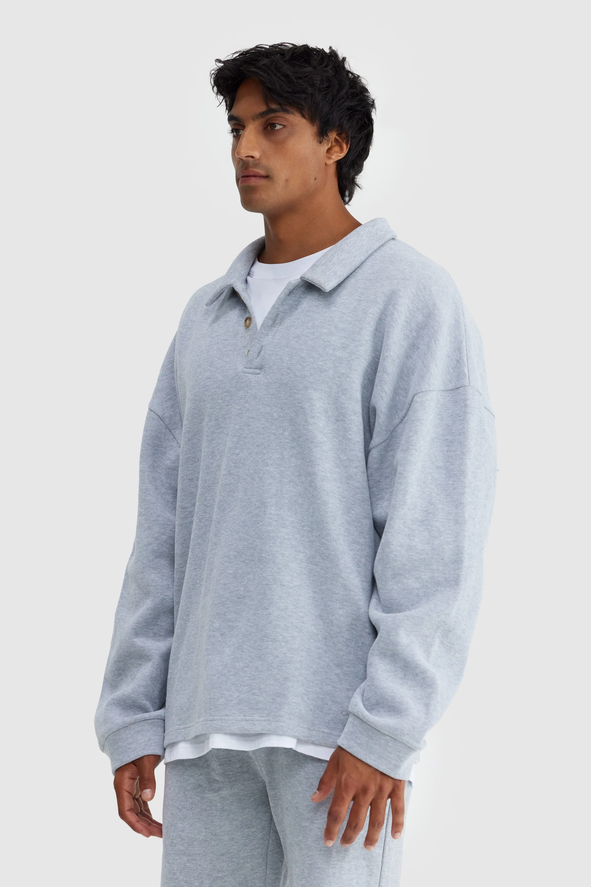 Aiden Polo Sweater Grey Marle - Image 3