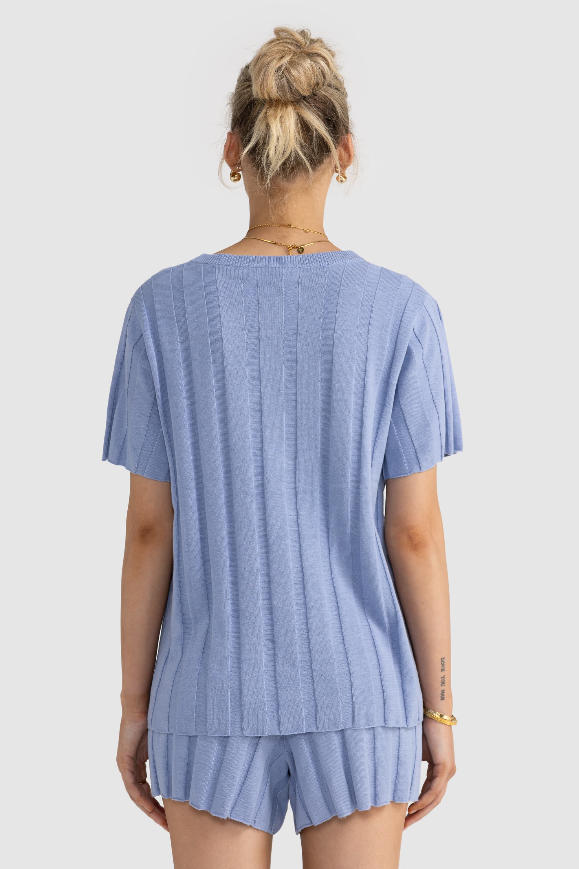 Amara Relaxed Knit Shorts Chambray - Image 5