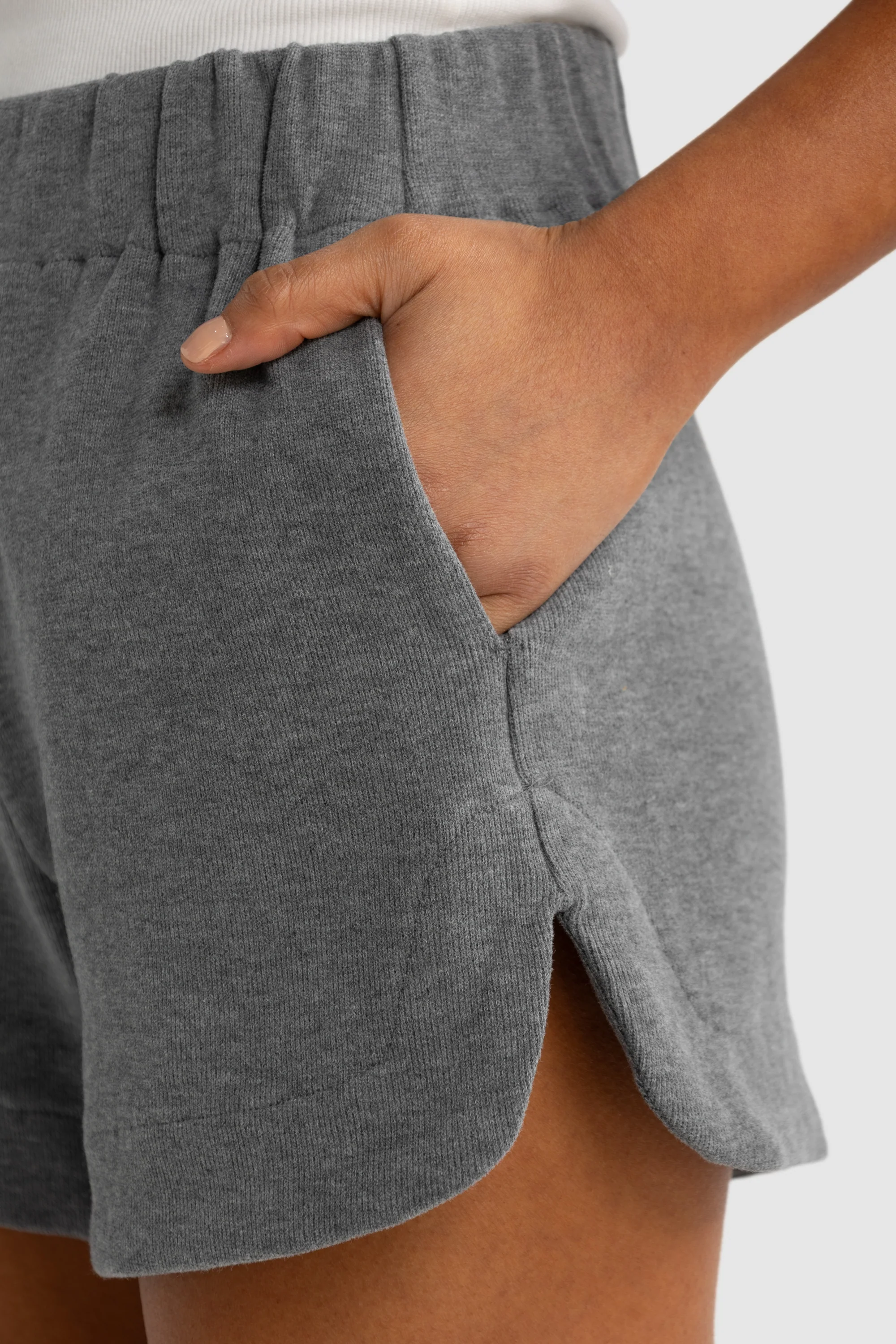 Ava Curved Hem Shorts Charcoal Marle - Image 4