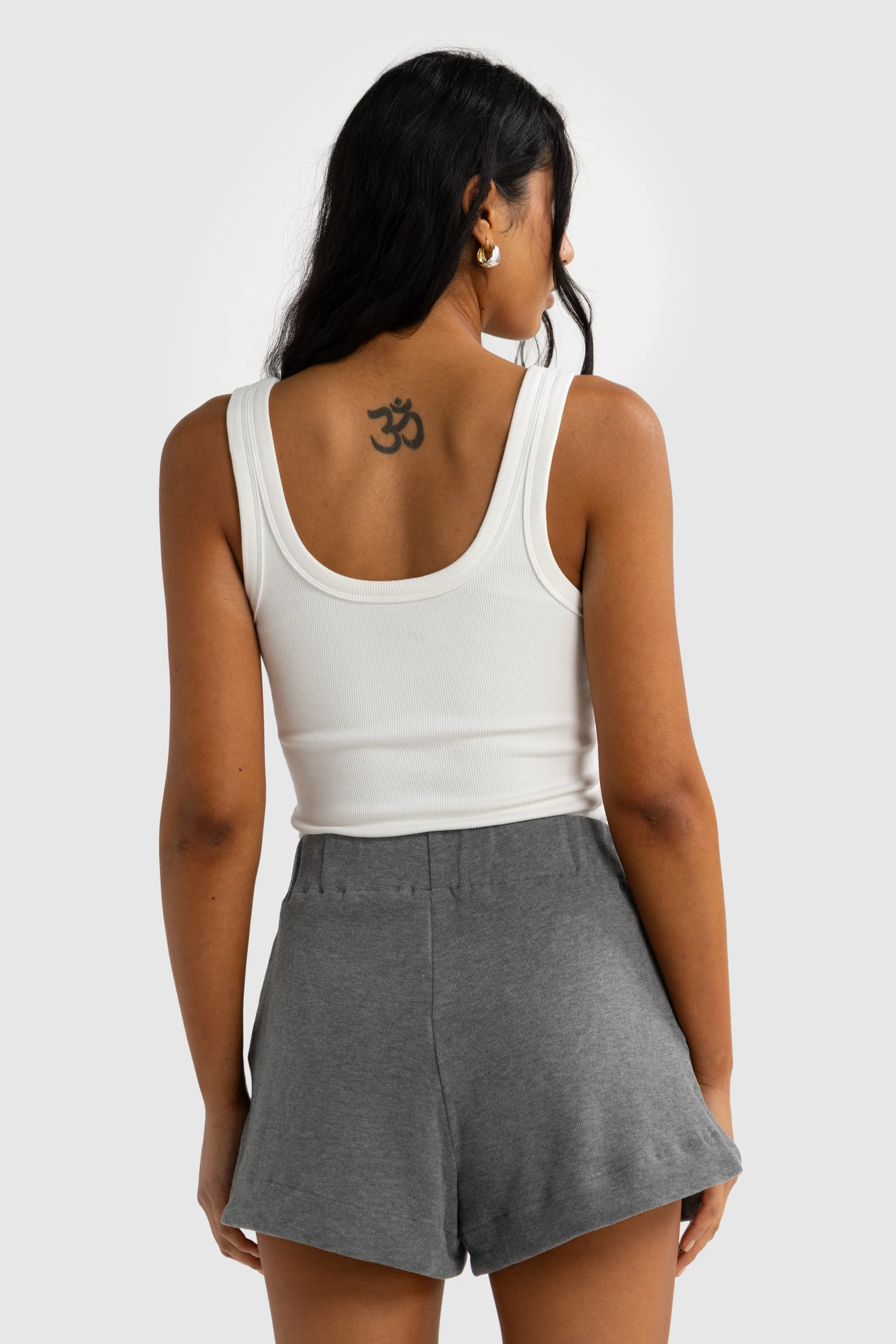 Ava Curved Hem Shorts Charcoal Marle - Image 5