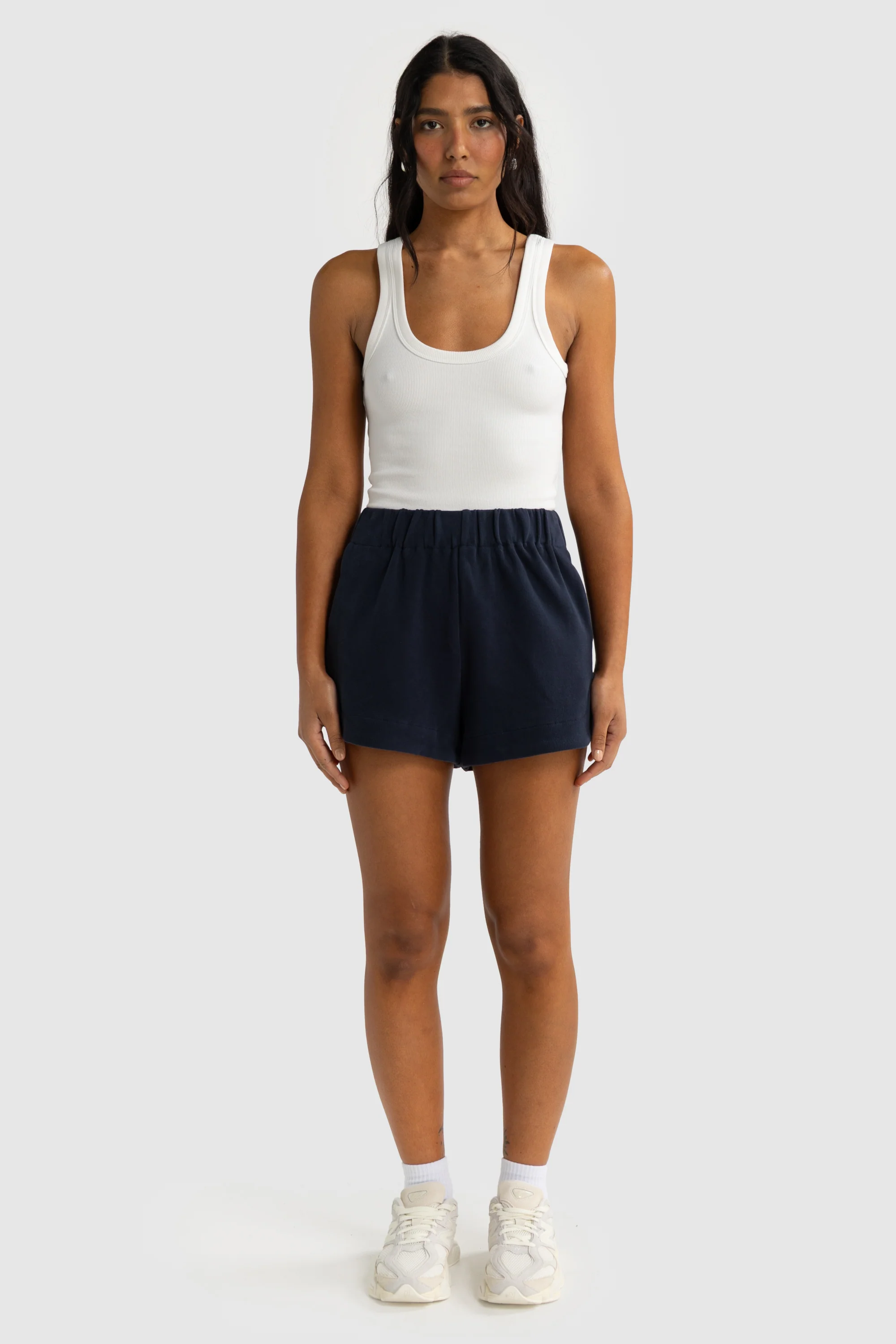 Ava Curved Hem Shorts Navy