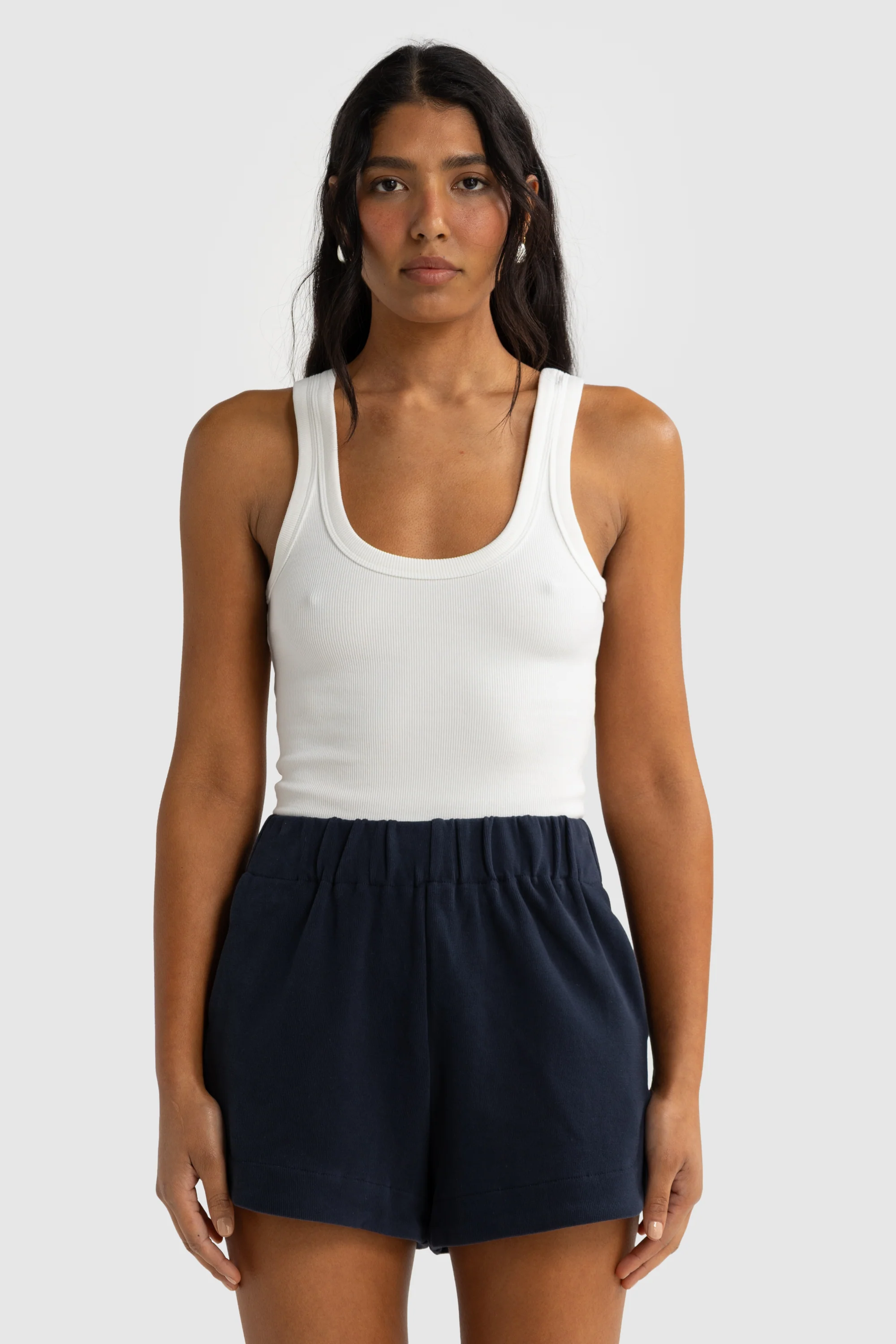 Ava Curved Hem Shorts Navy - Image 2