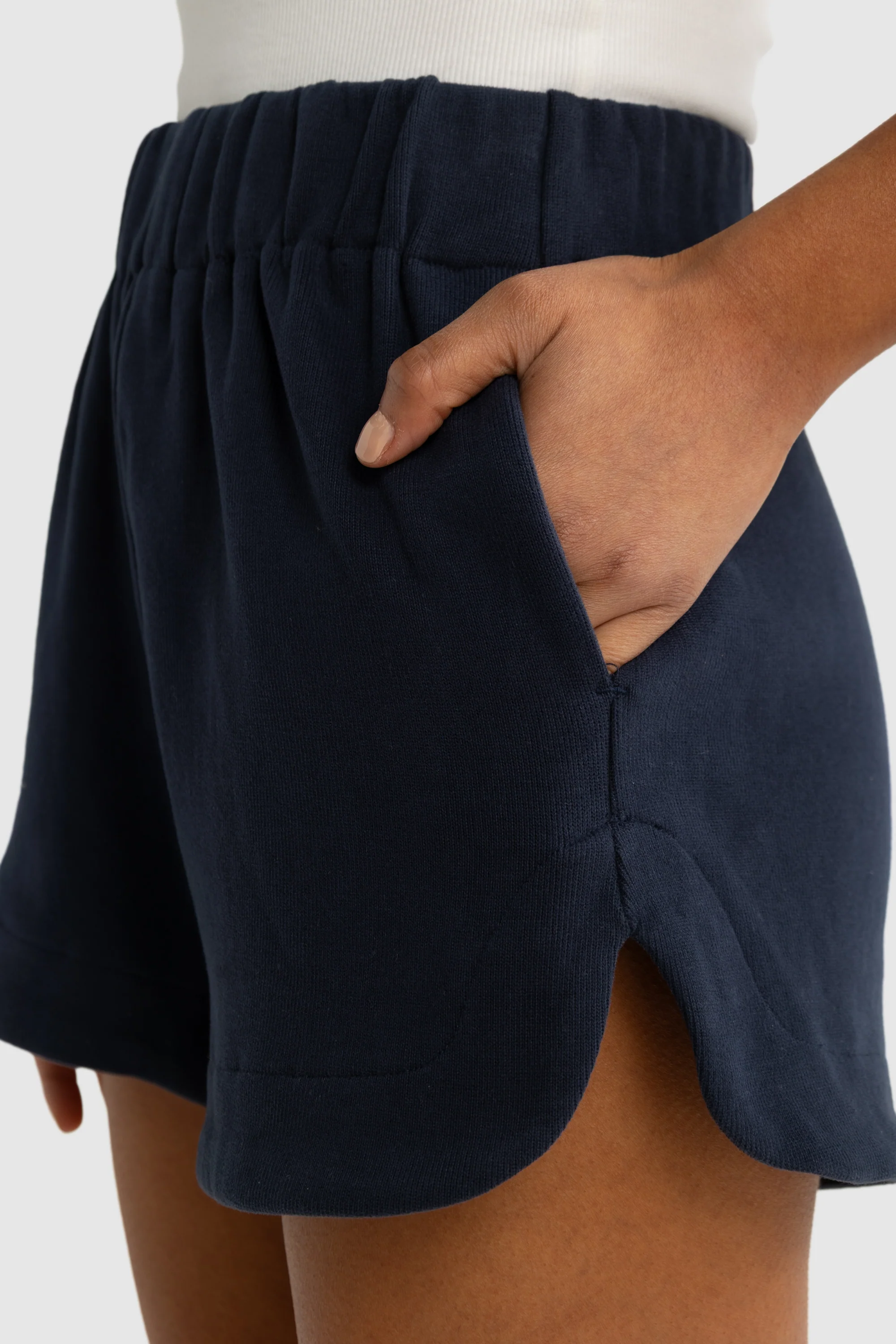 Ava Curved Hem Shorts Navy - Image 4