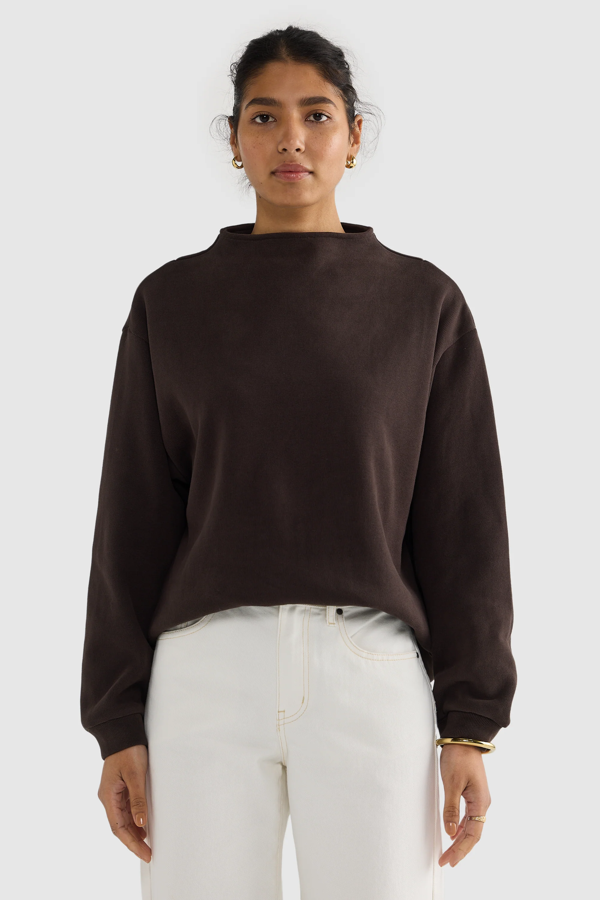 Ava High Neck Jumper Carob