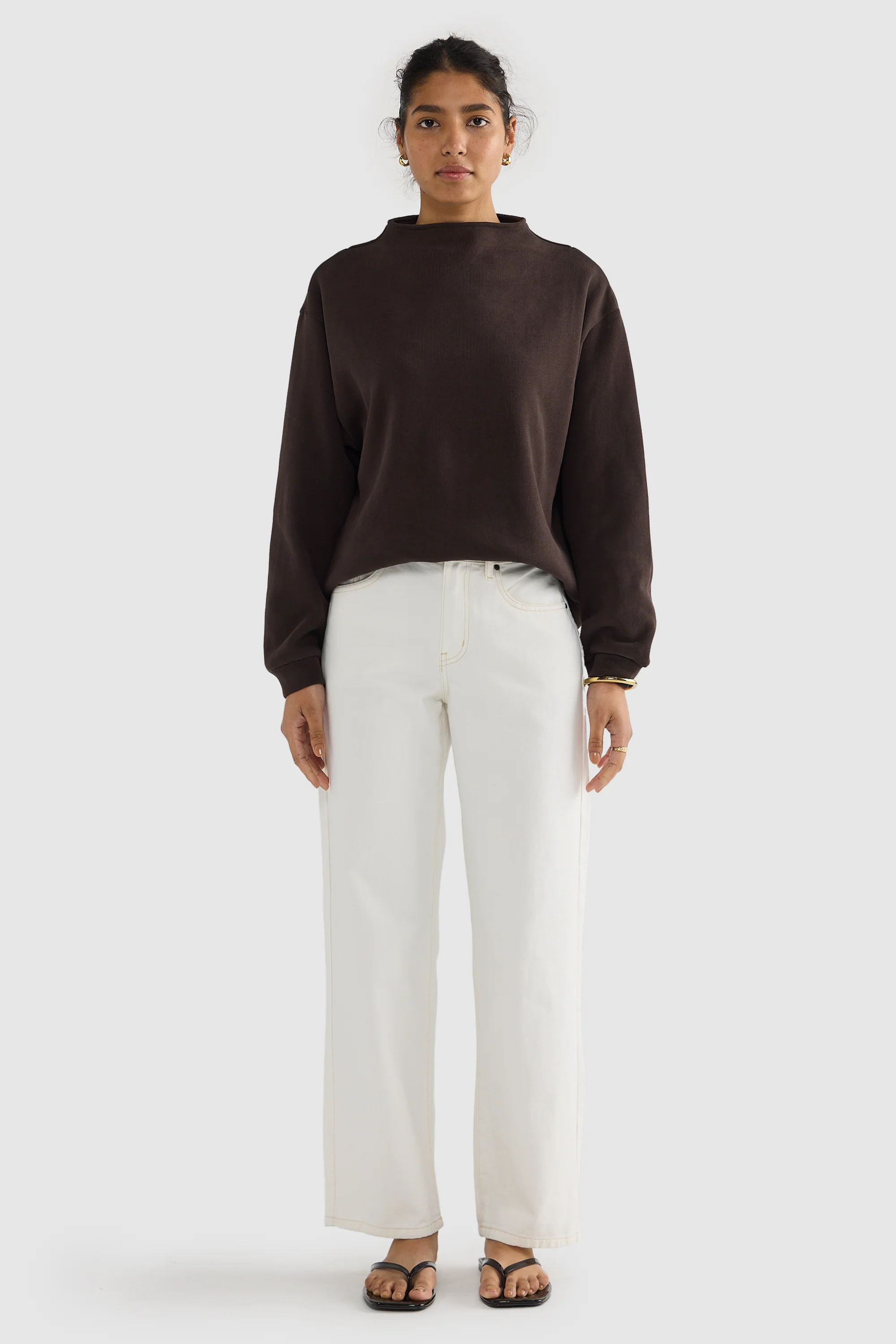 Ava High Neck Jumper Carob - Image 2