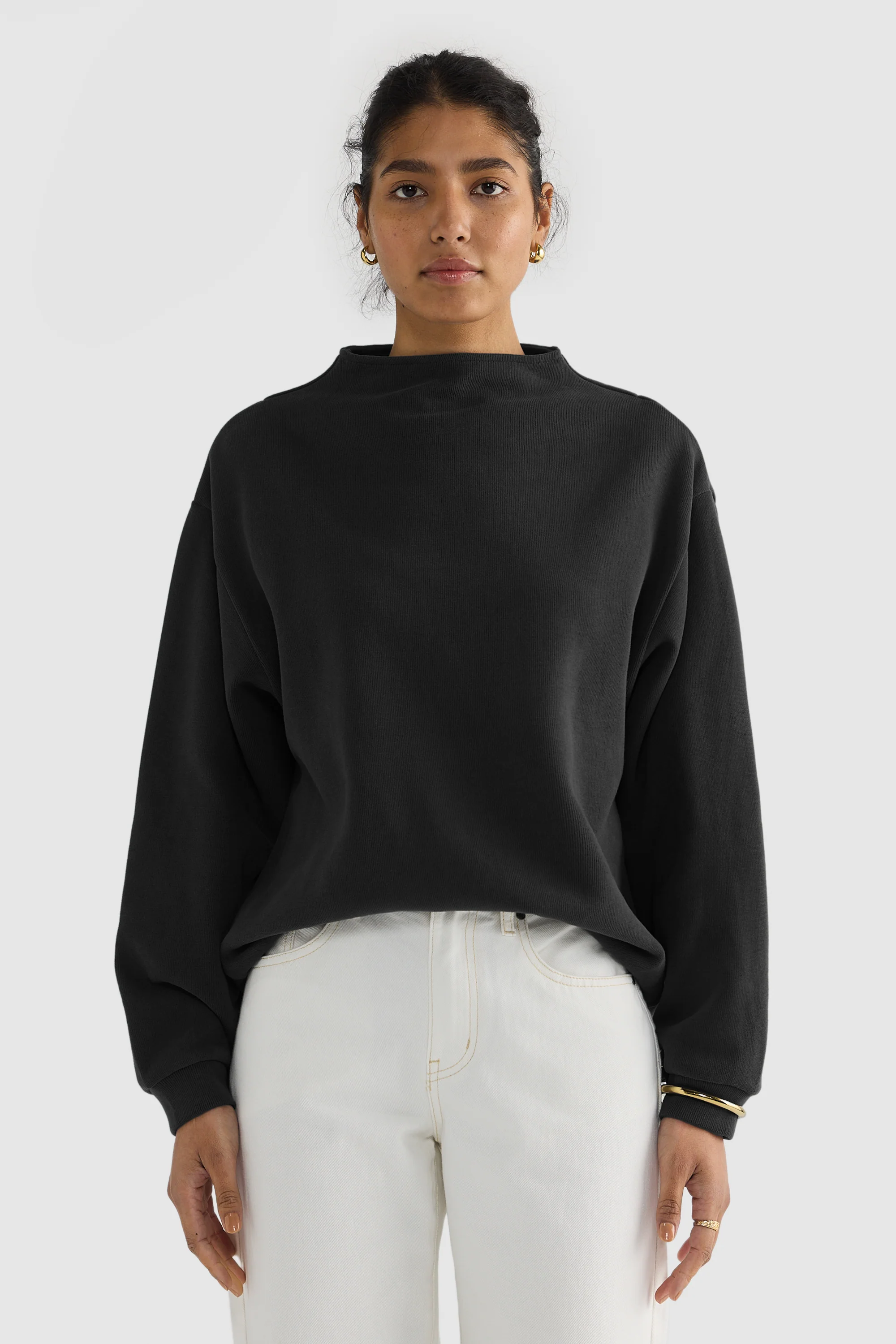 Ava High Neck Jumper Washed Black