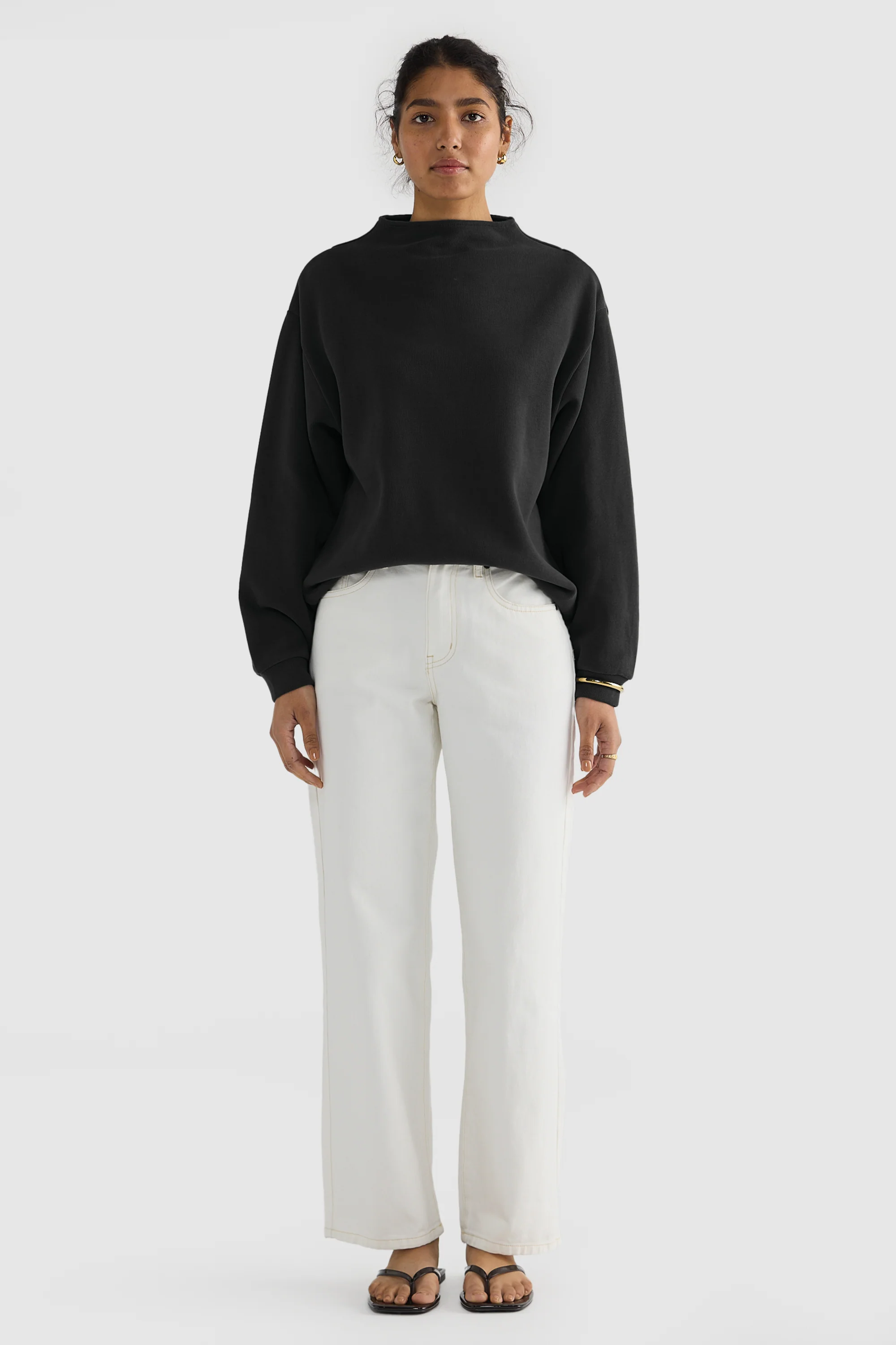 Ava High Neck Jumper Washed Black - Image 2