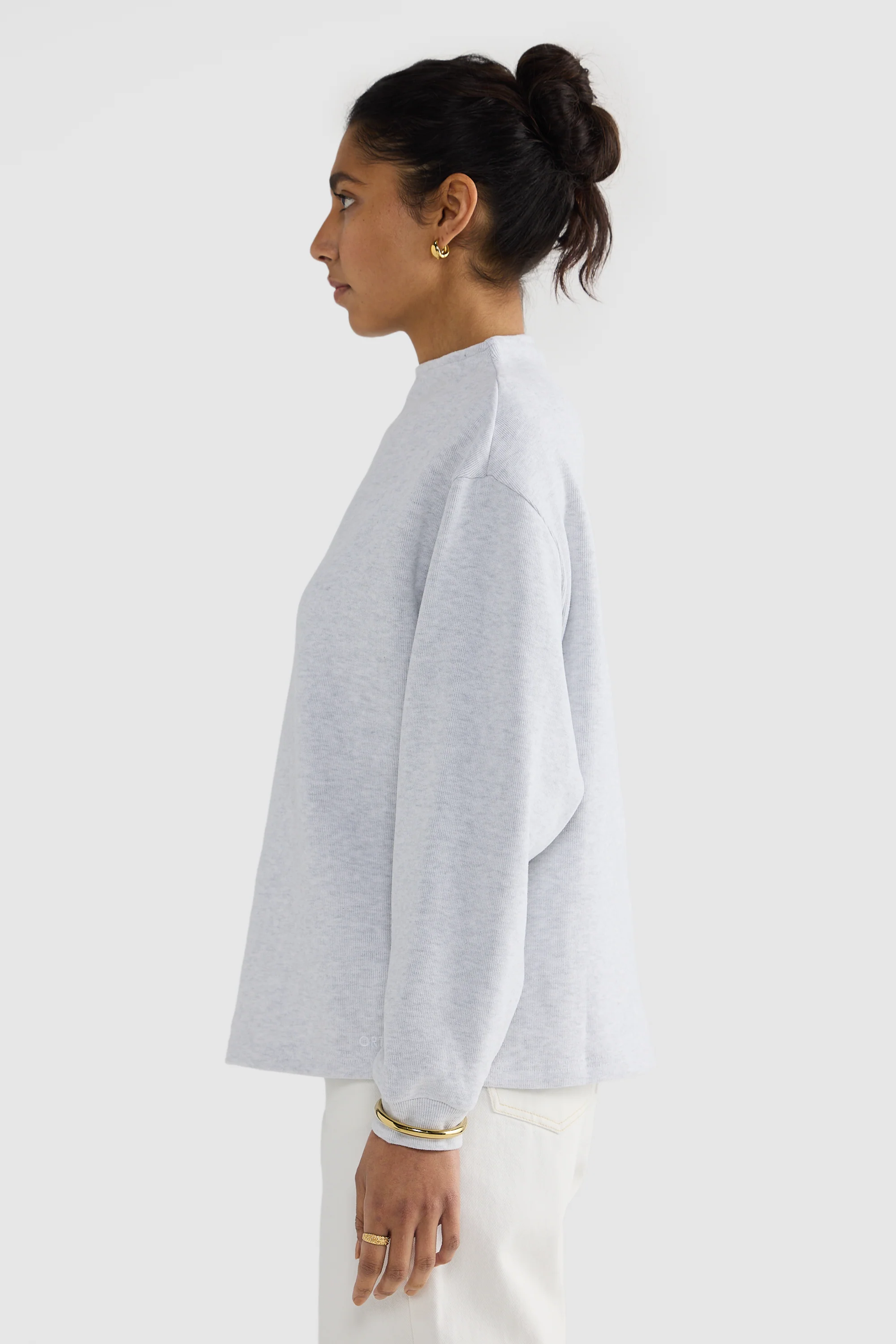 Ava High Neck Jumper White Marle - Image 3