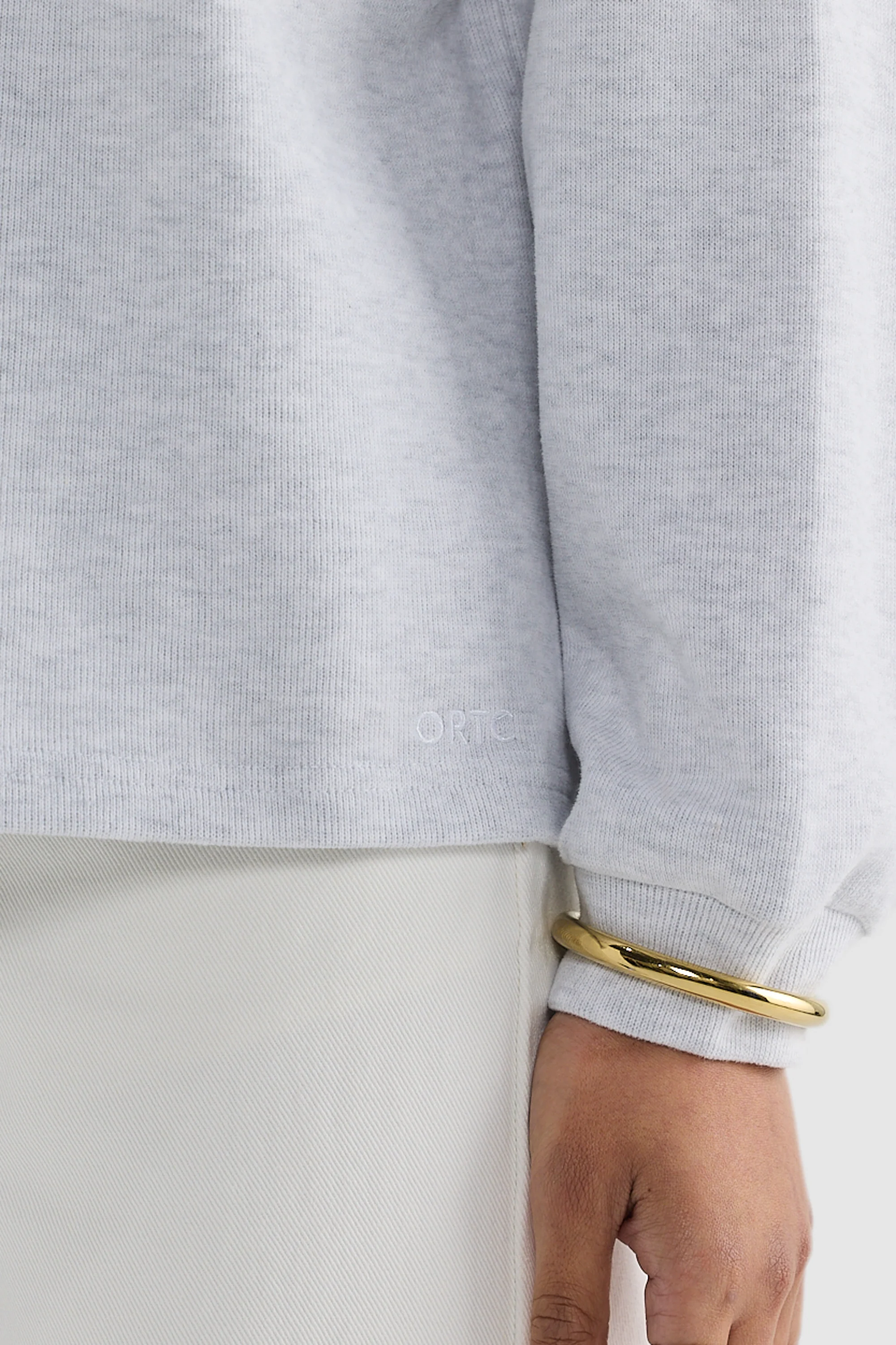 Ava High Neck Jumper White Marle - Image 4