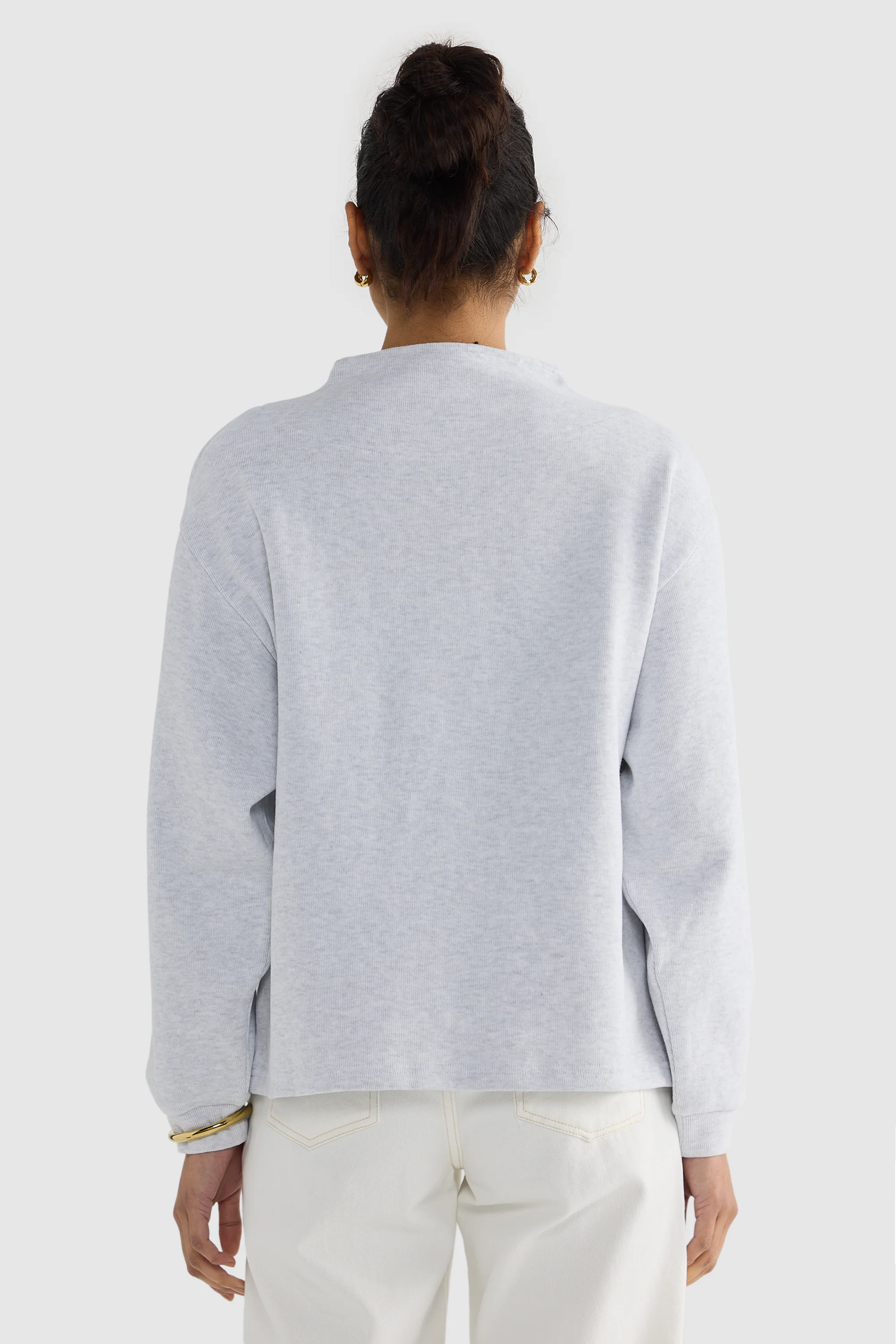 Ava High Neck Jumper White Marle - Image 5