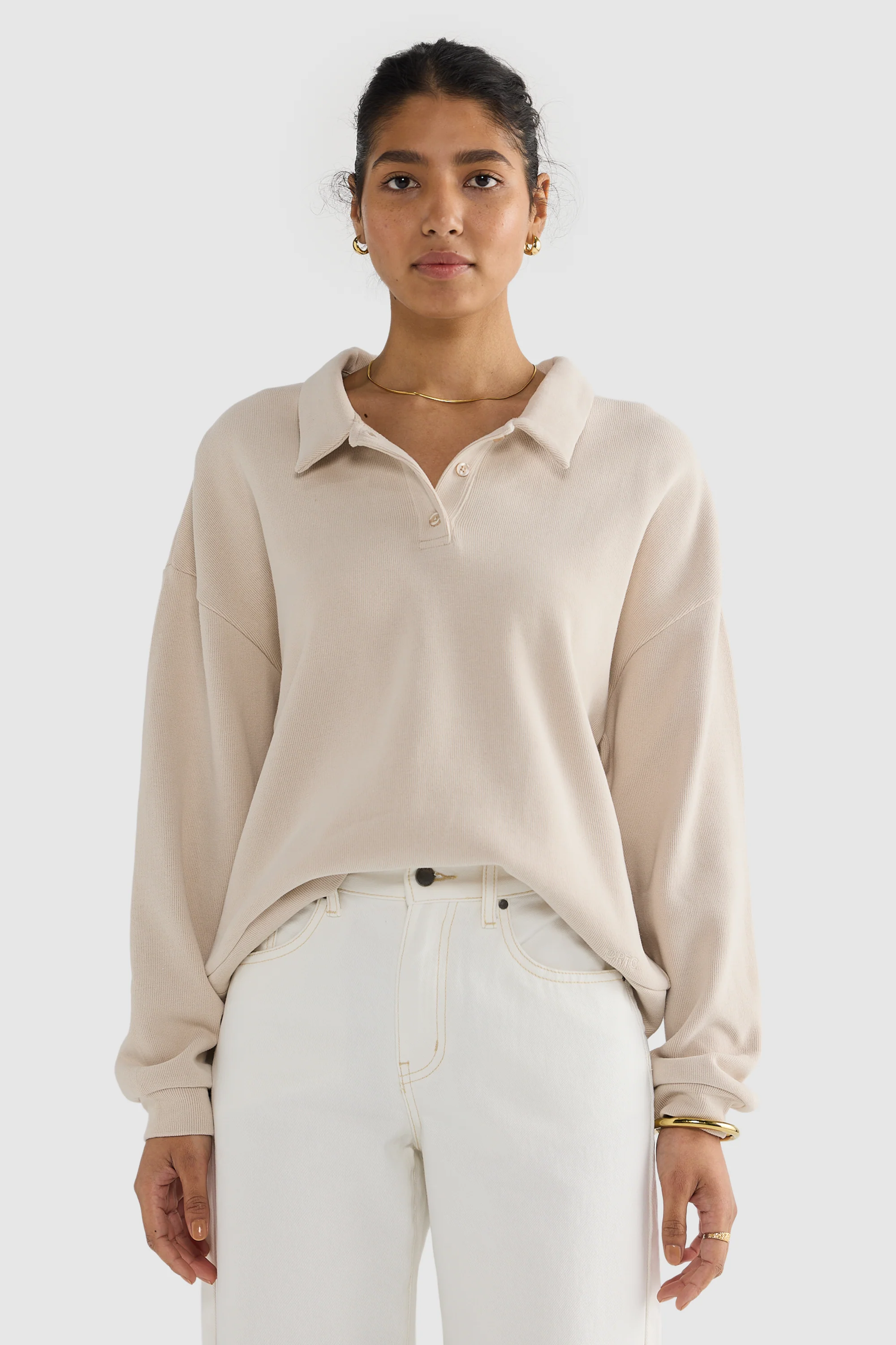 Ava Polo Sweater Bone
