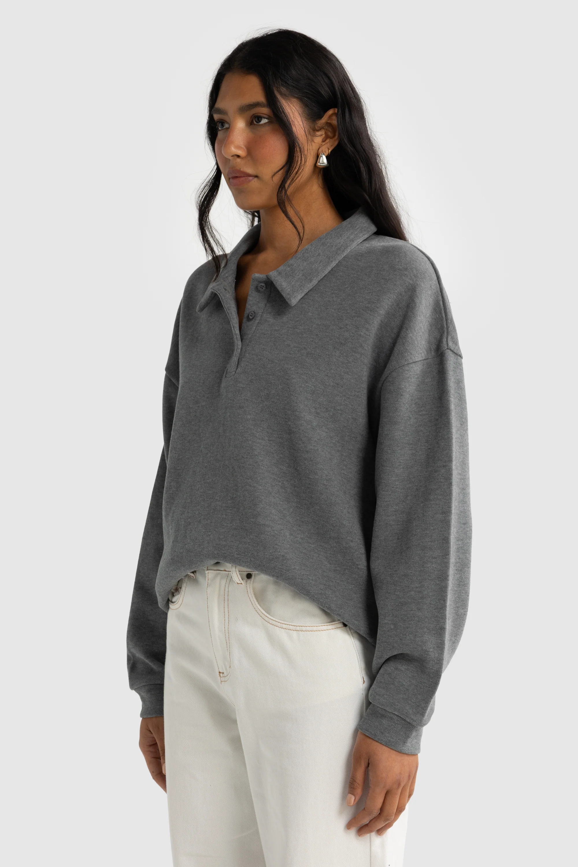Ava Polo Sweater Charcoal Marle - Image 2