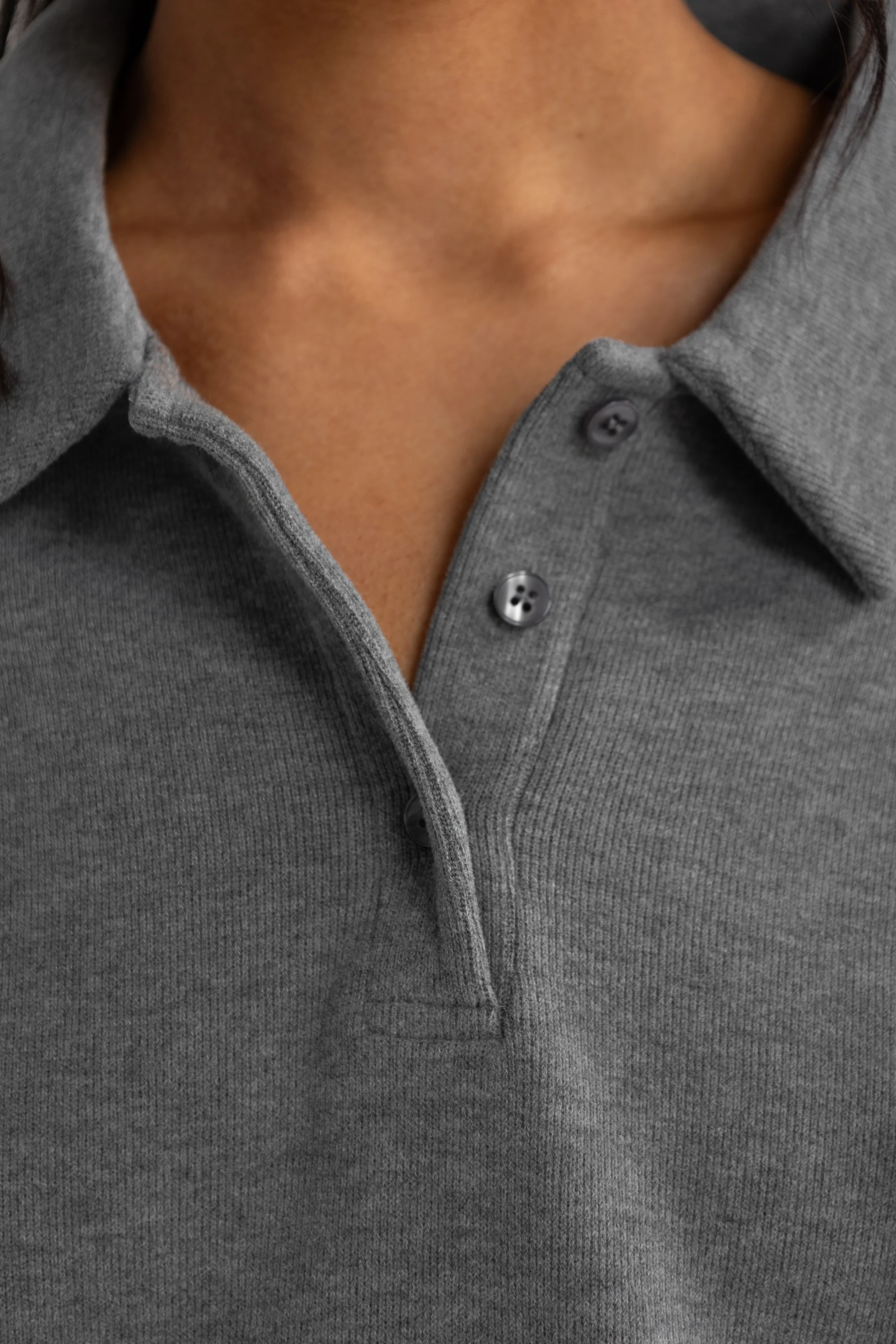 Ava Polo Sweater Charcoal Marle - Image 4