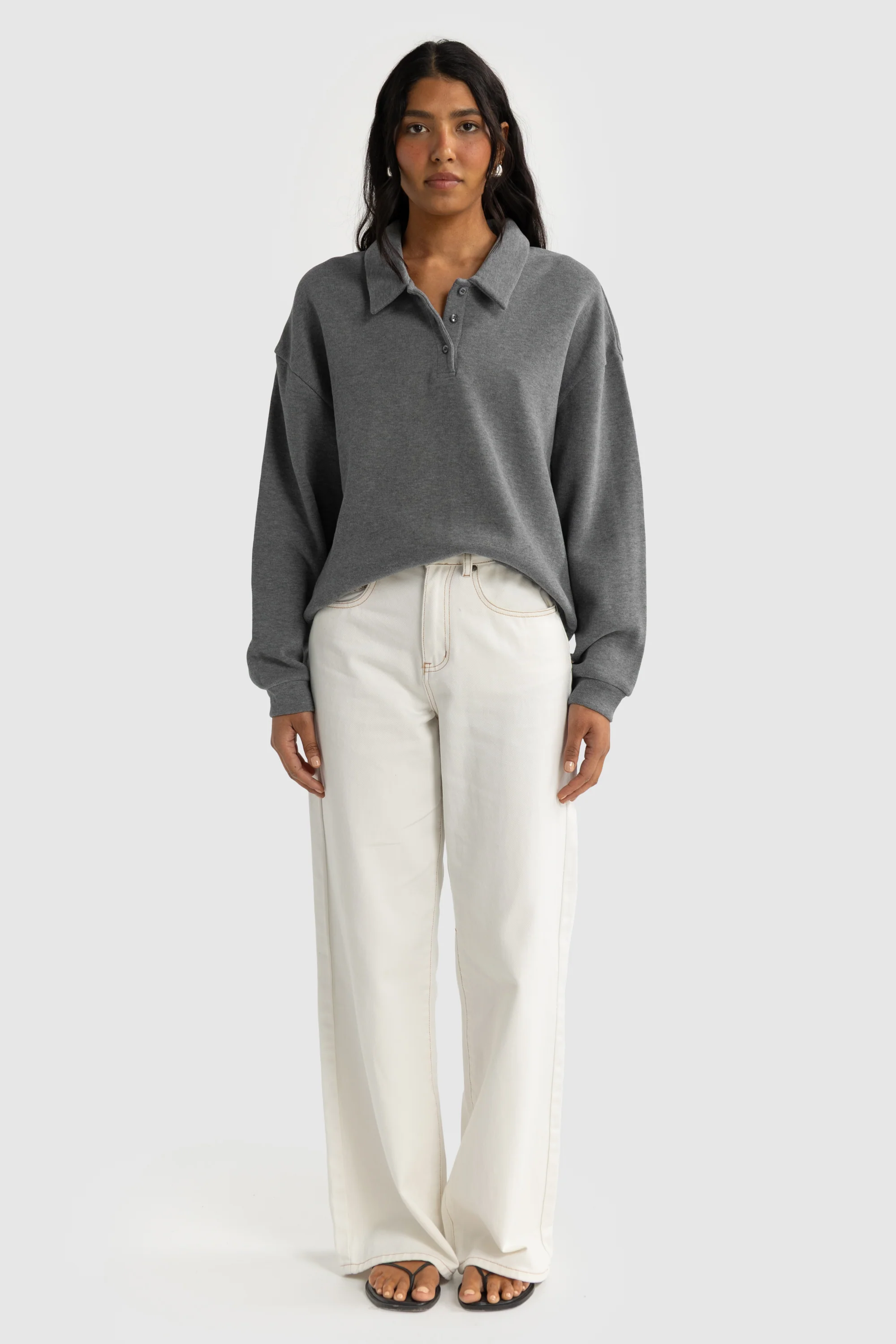 Ava Polo Sweater Charcoal Marle - Image 6