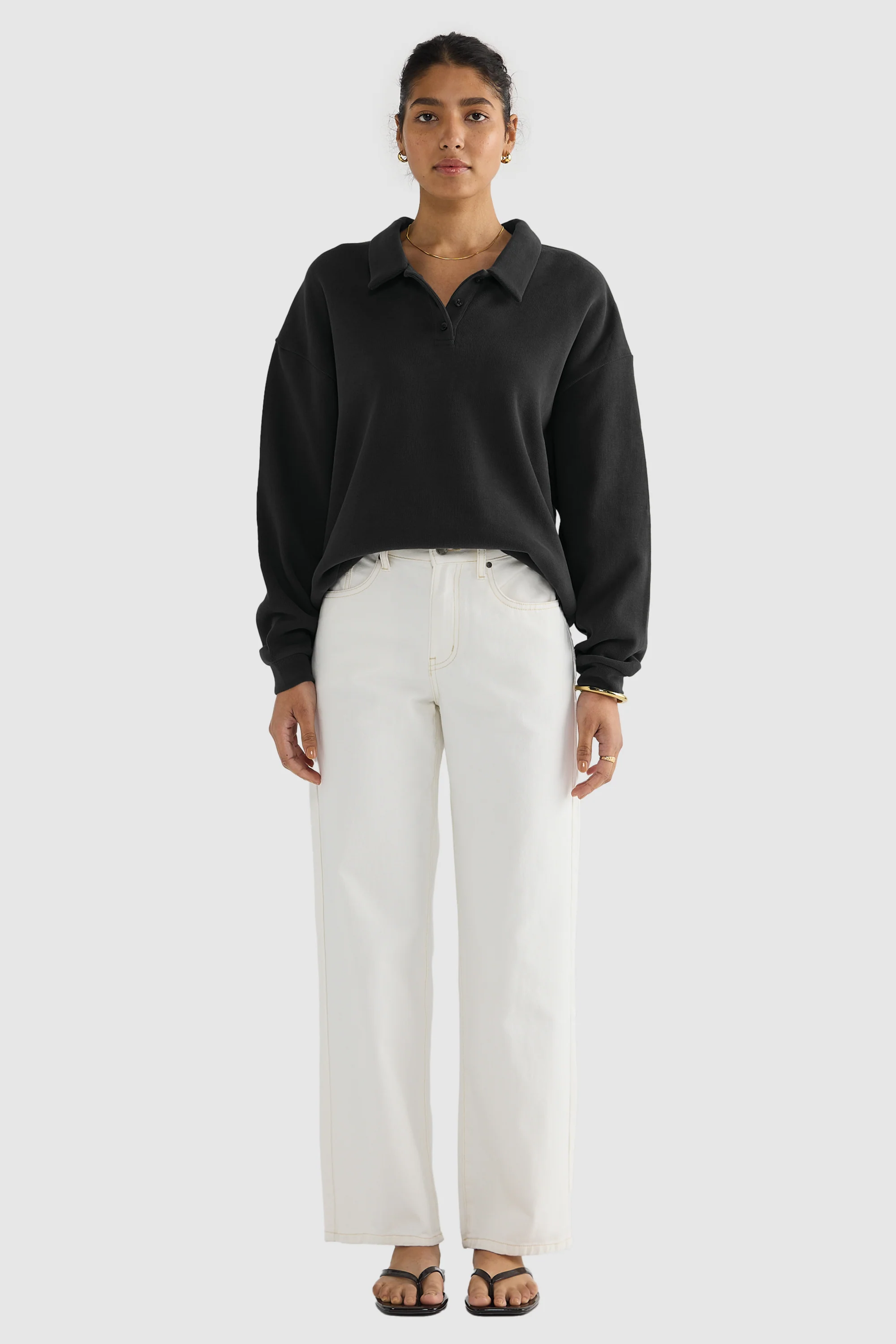 Ava Polo Sweater Washed Black - Image 2
