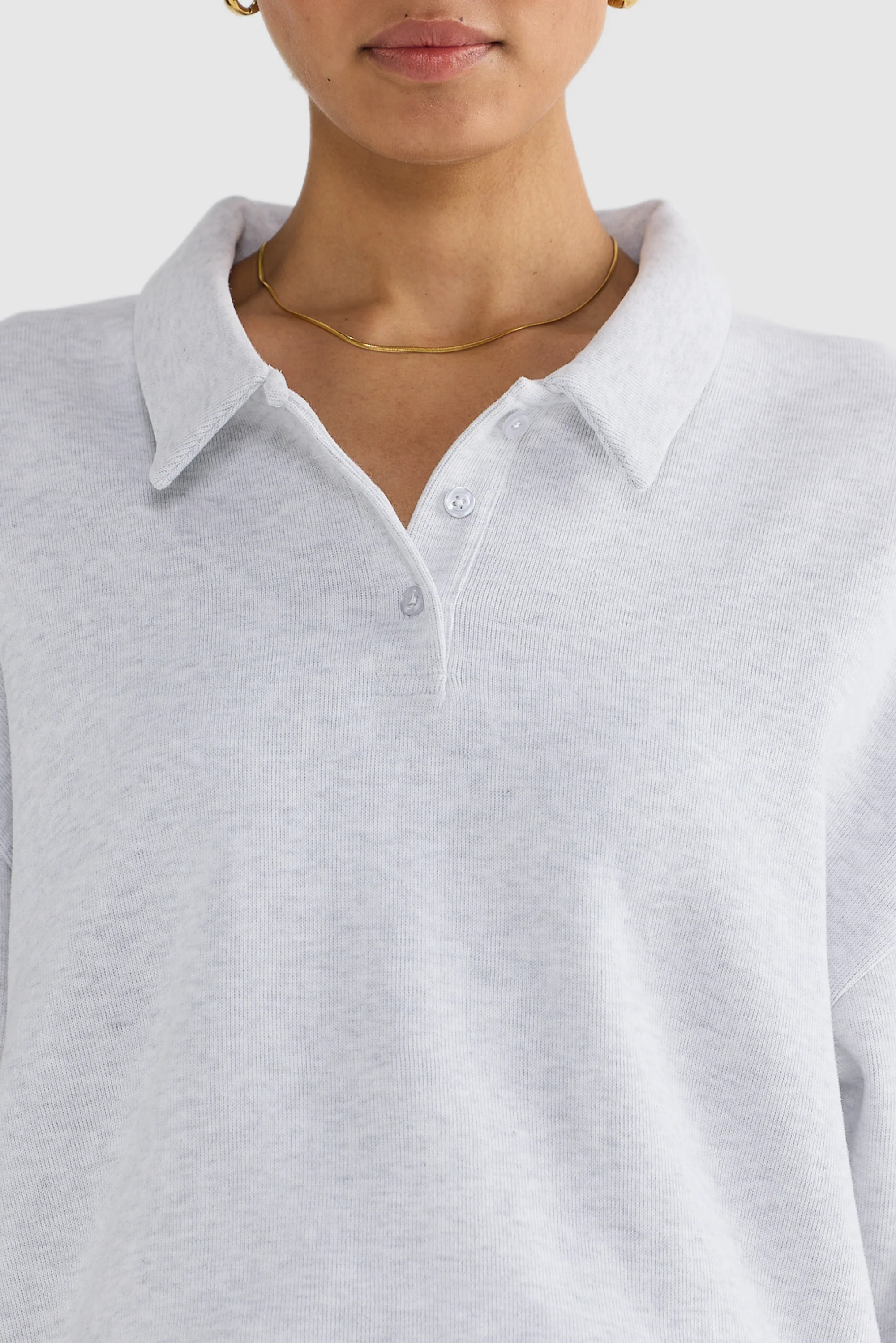 Ava Polo Sweater White Marle - Image 2