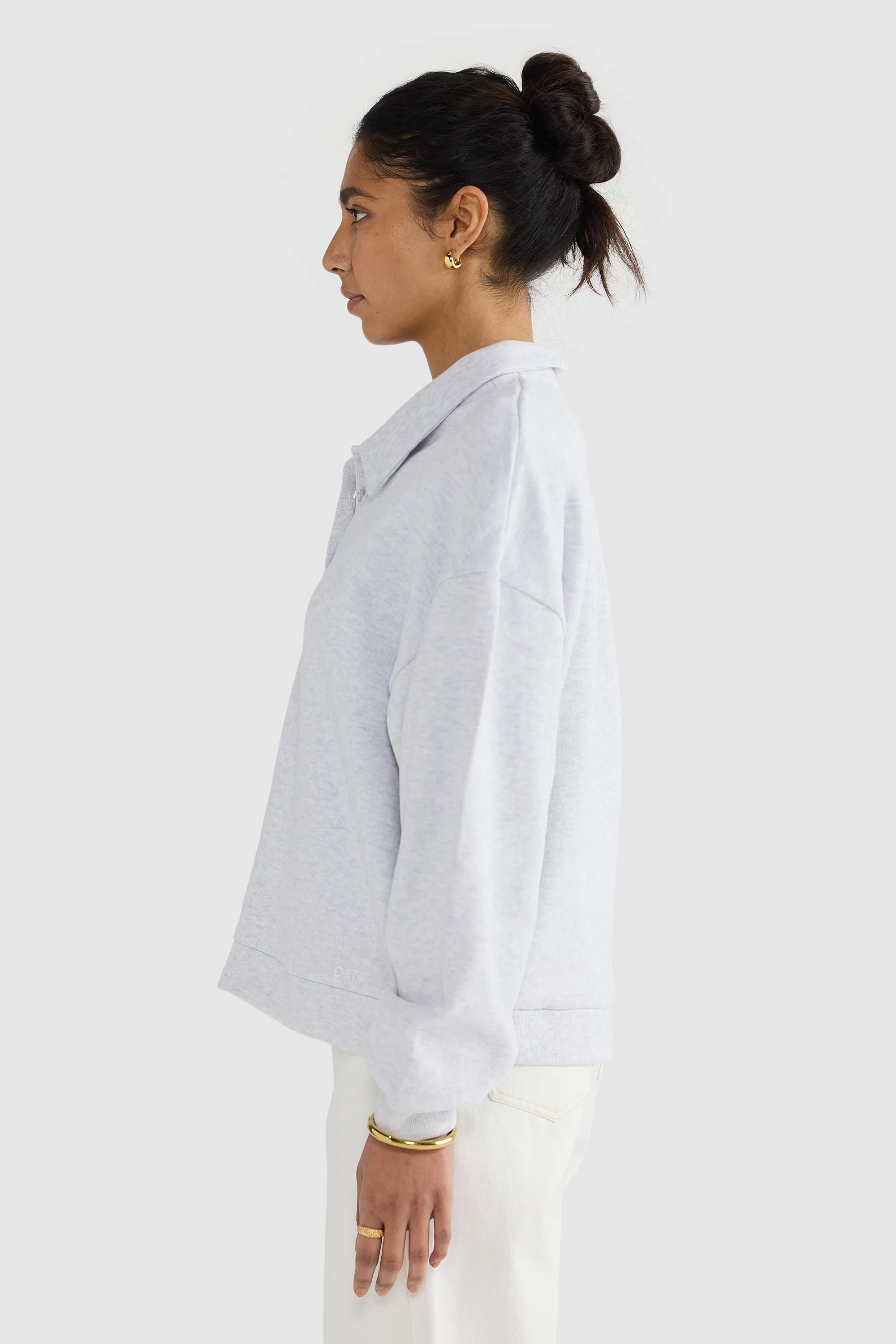 Ava Polo Sweater White Marle - Image 3