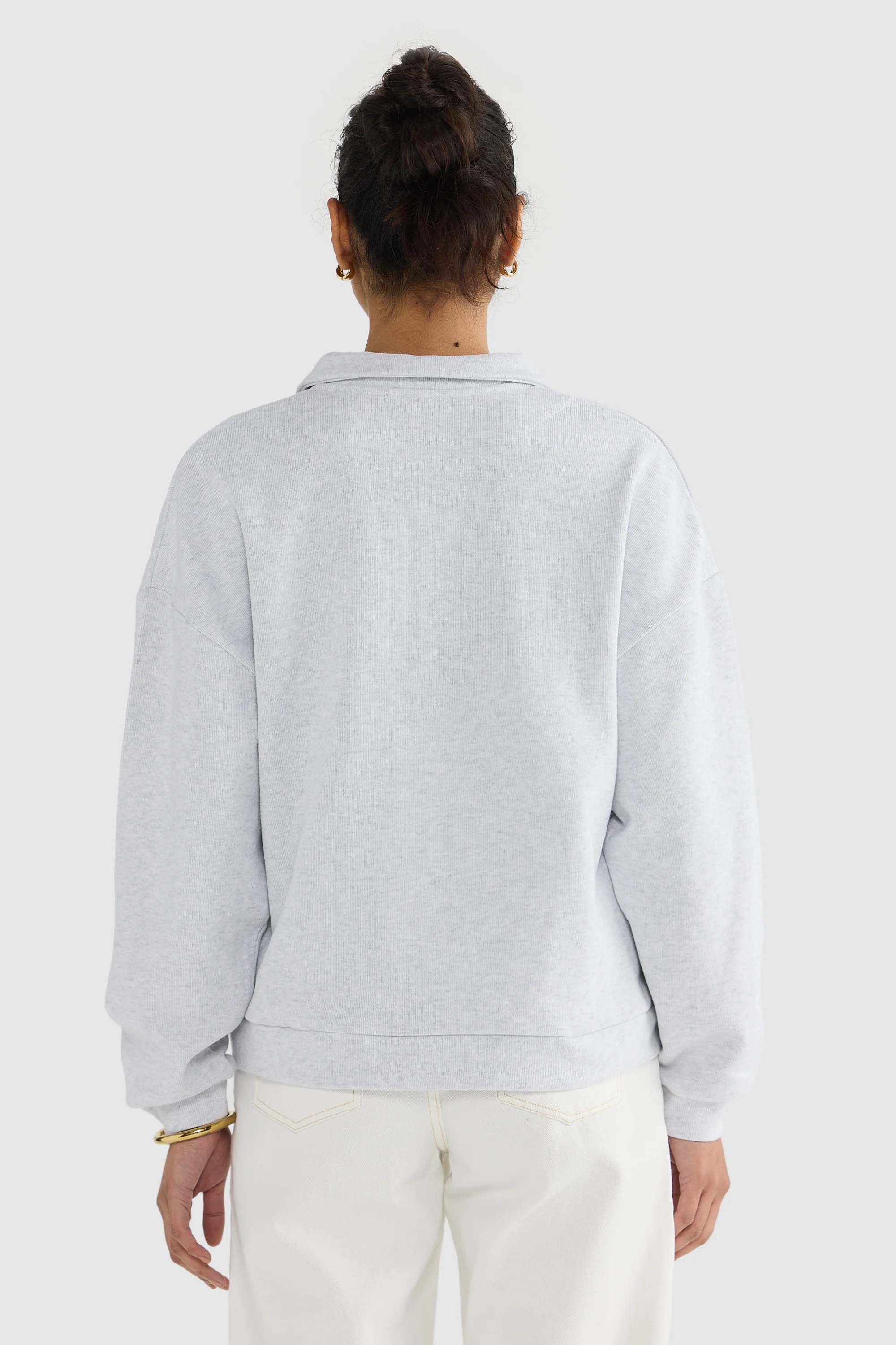 Ava Polo Sweater White Marle - Image 4