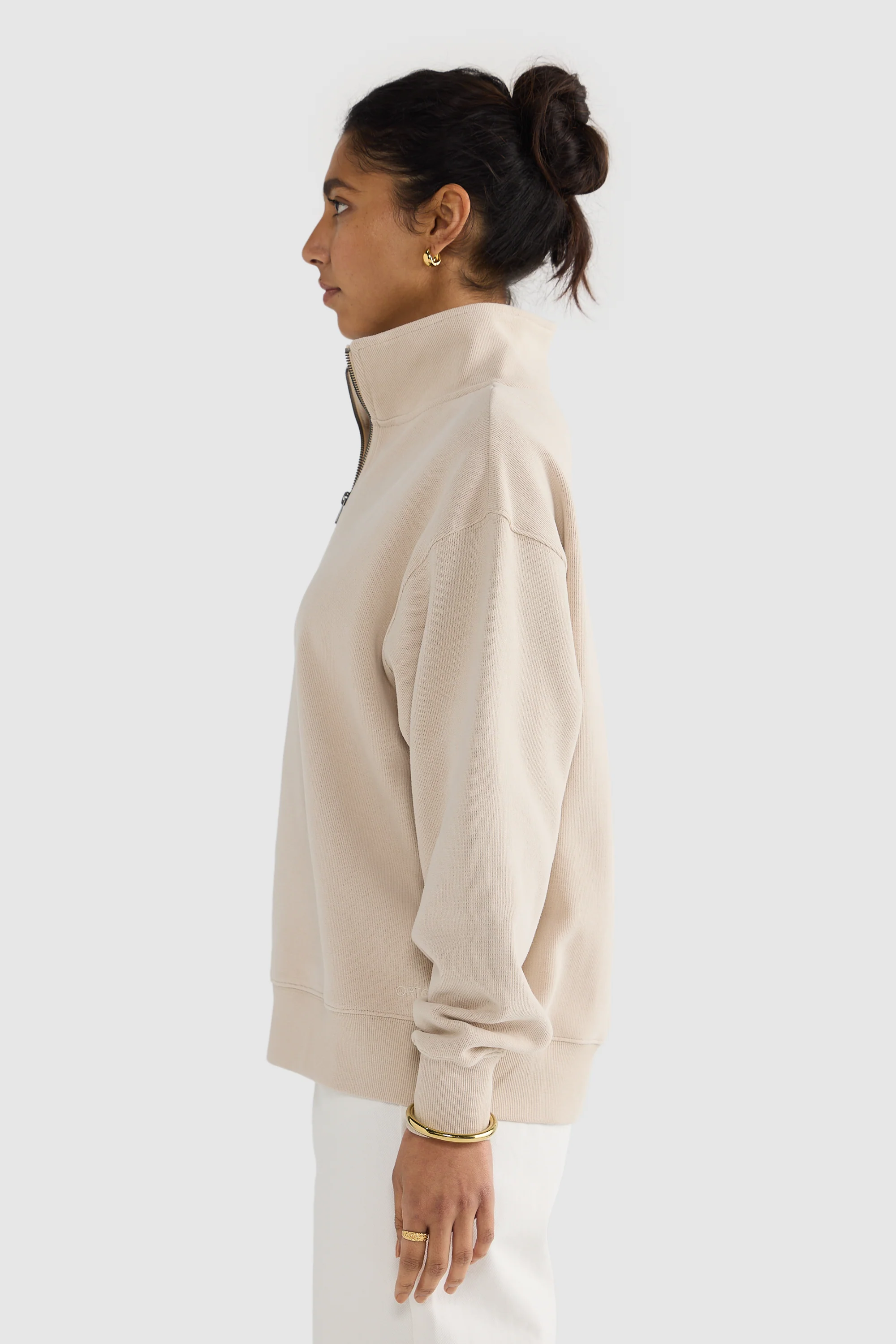 Ava Ribbed Quarter Zip Bone - Image 4