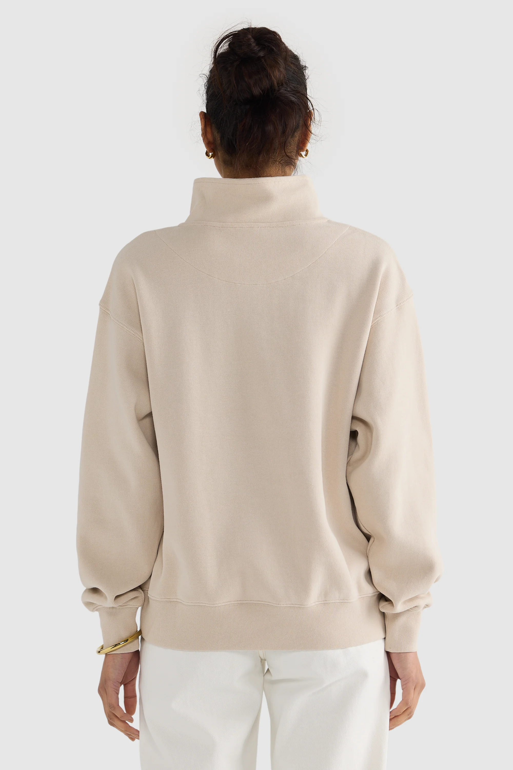 Ava Ribbed Quarter Zip Bone - Image 5