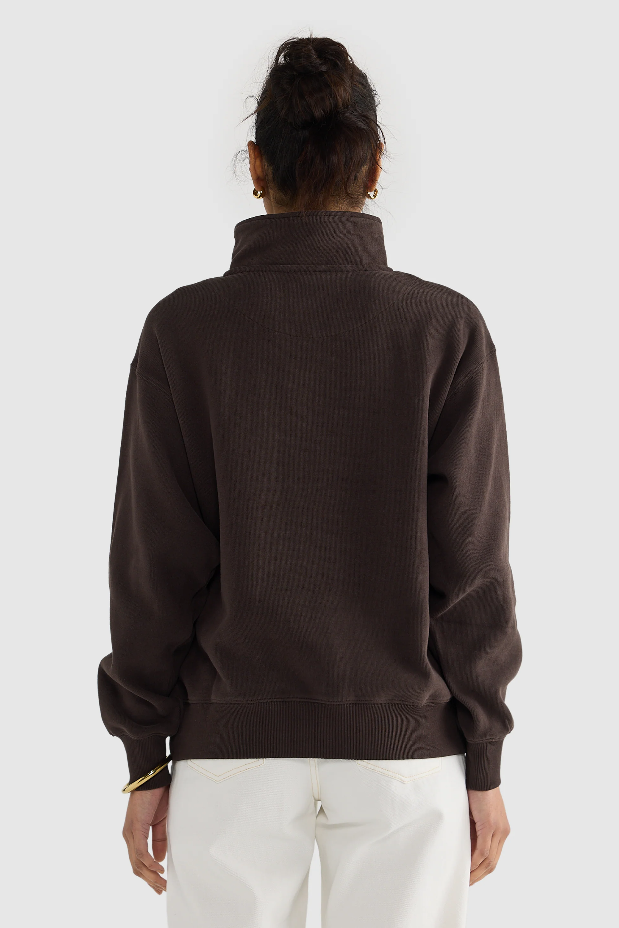 Ava Ribbed Quarter Zip Carob - Image 4