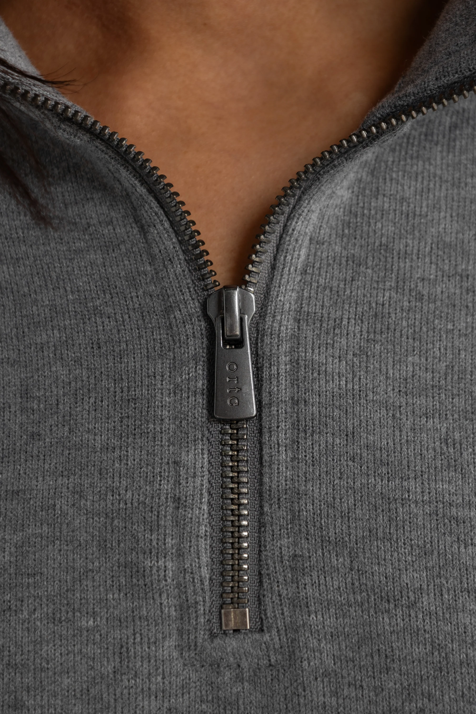 Ava Ribbed Quarter Zip Charcoal Marle - Image 3