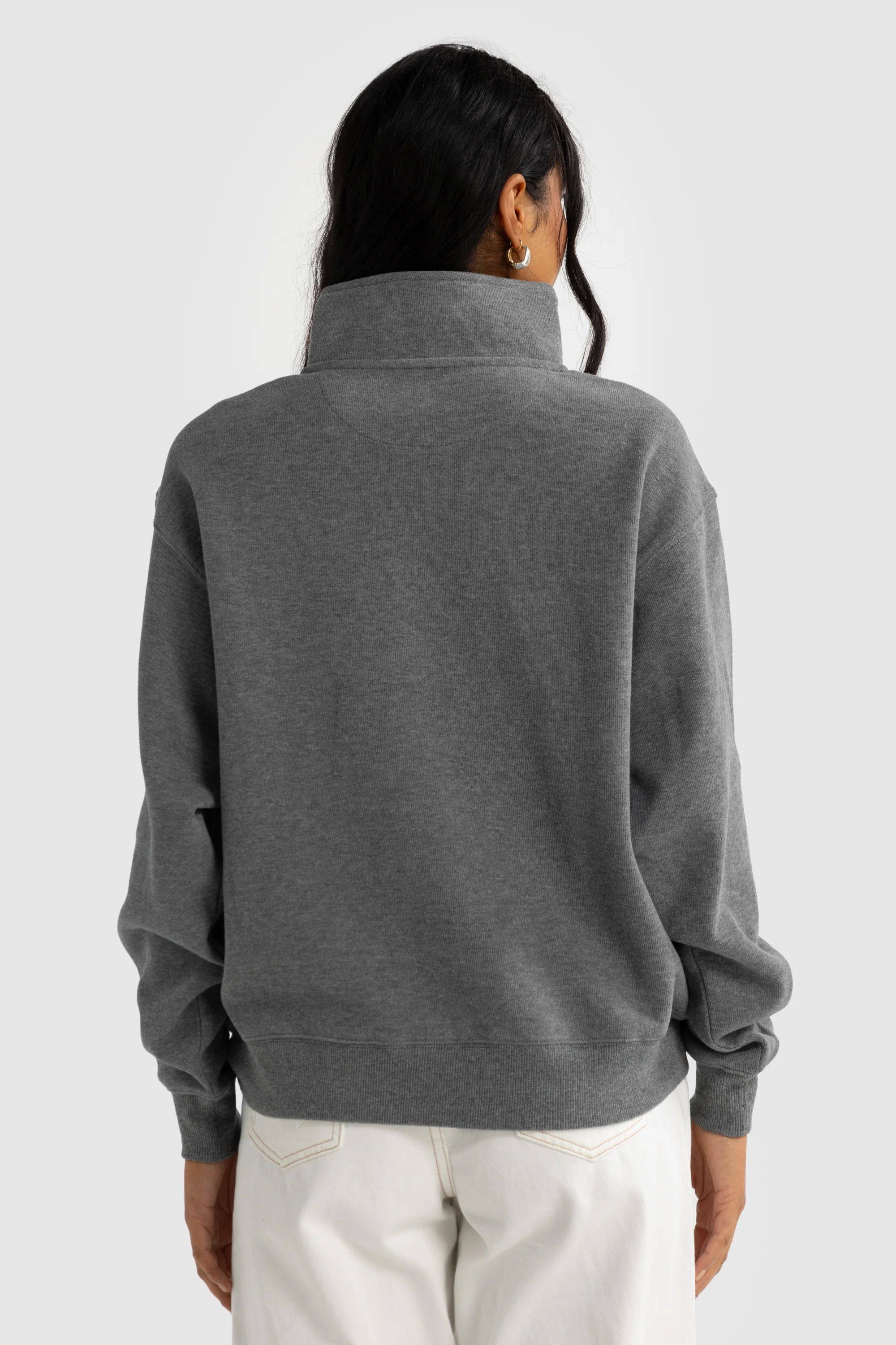 Ava Ribbed Quarter Zip Charcoal Marle - Image 5