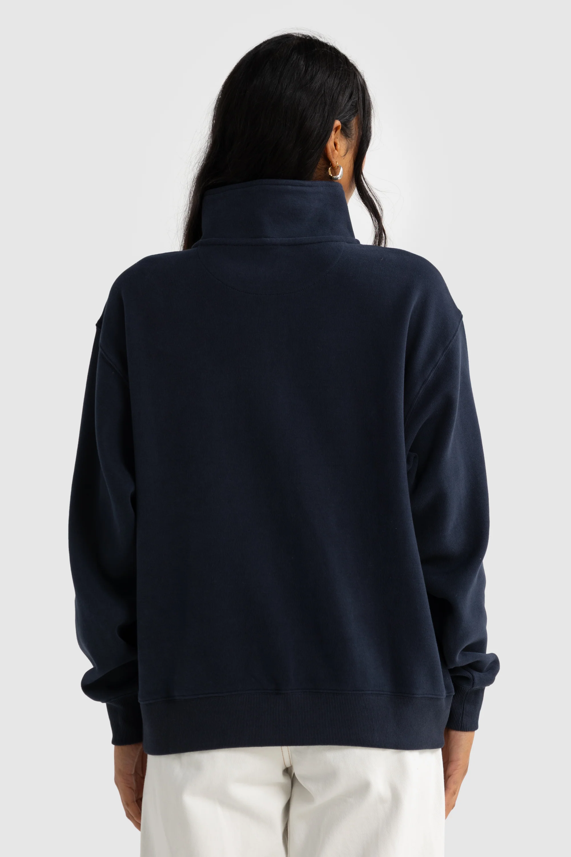 Ava Ribbed Quarter Zip Navy - Image 3