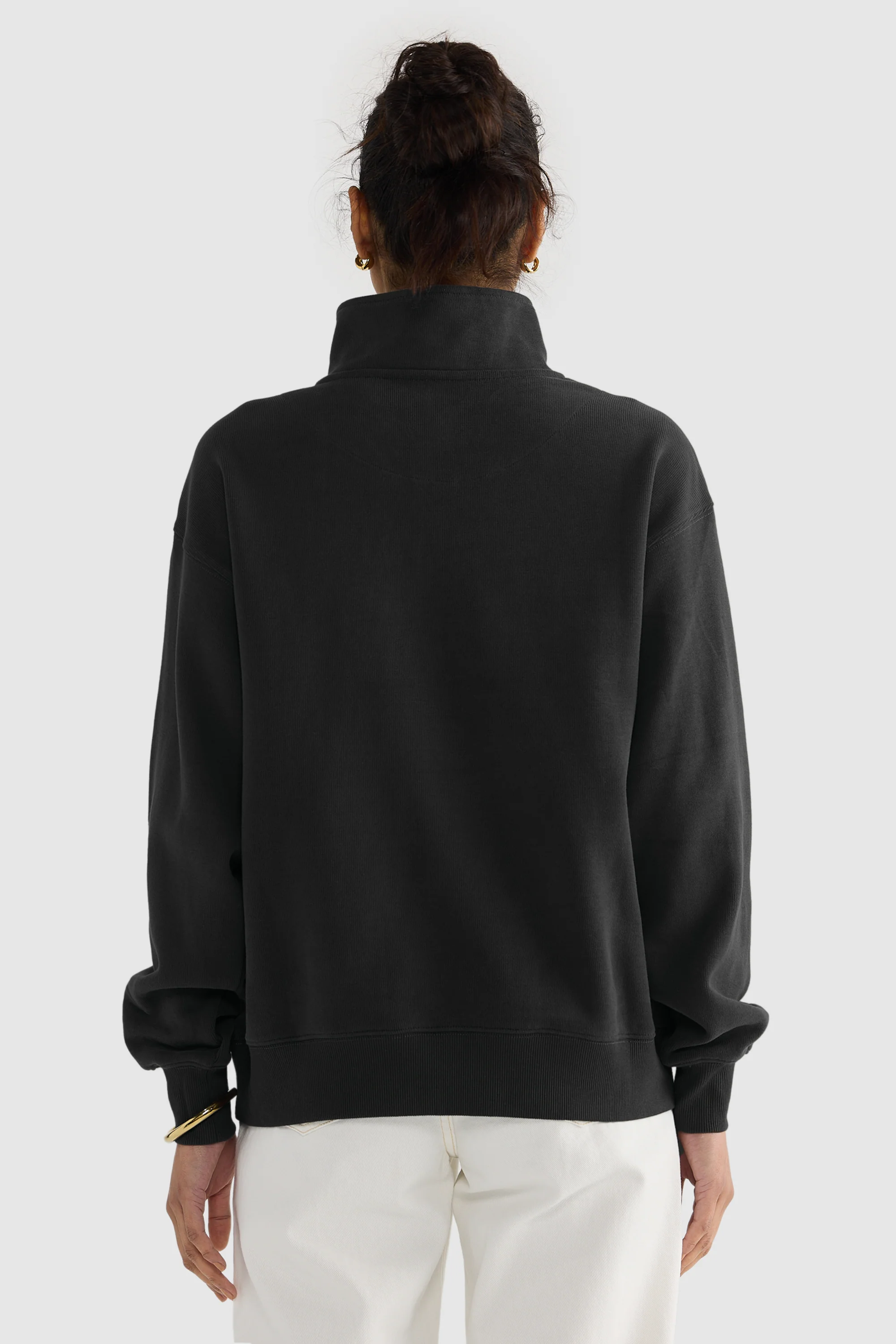 Ava Ribbed Quarter Zip Washed Black - Image 4