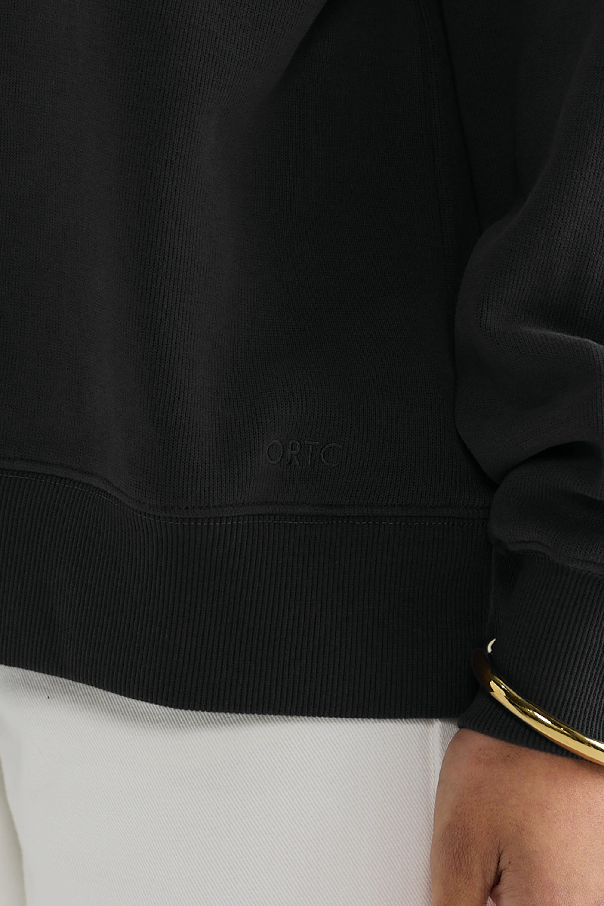 Ava Ribbed Quarter Zip Washed Black - Image 5