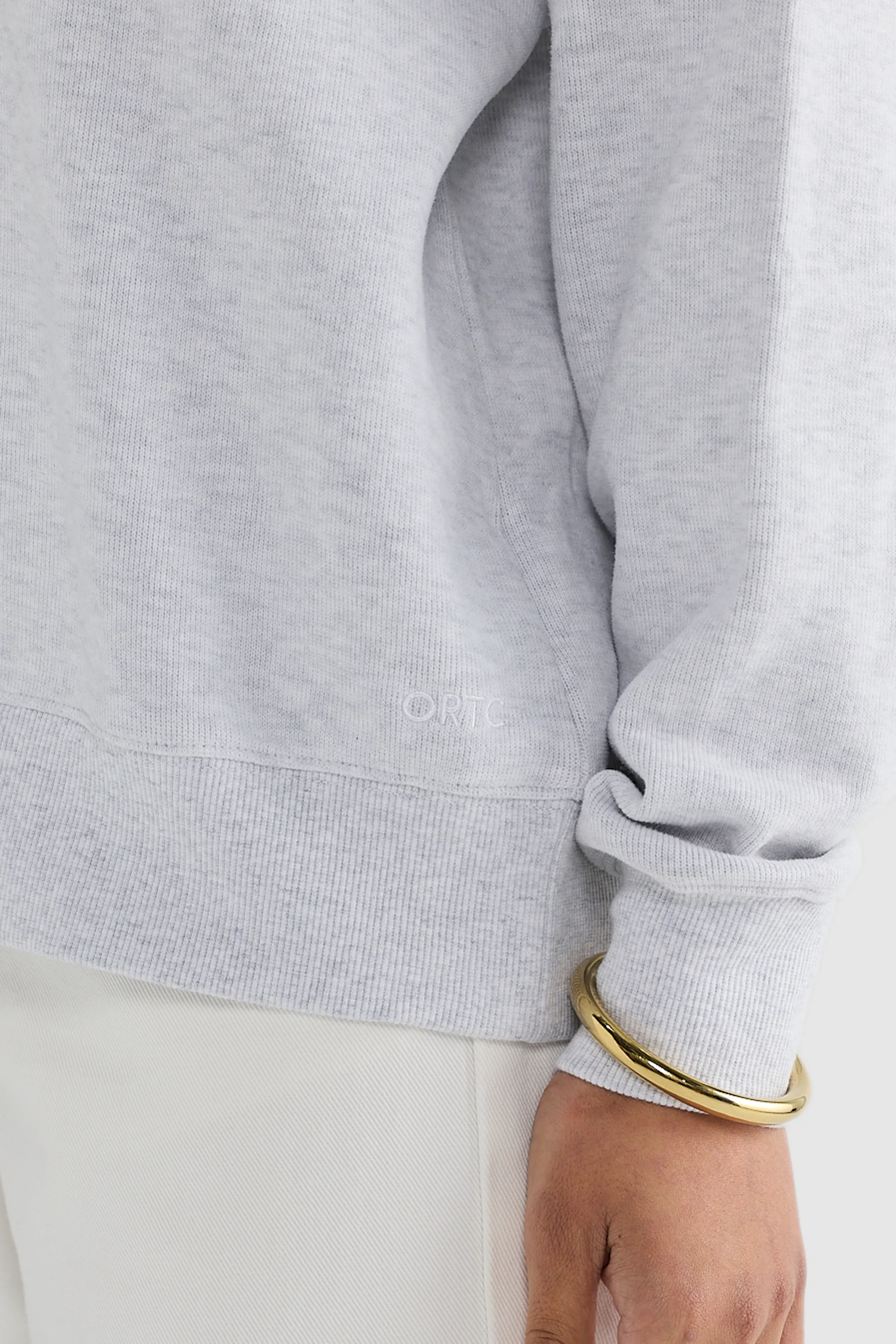 Ava Ribbed Quarter Zip White Marle - Image 3