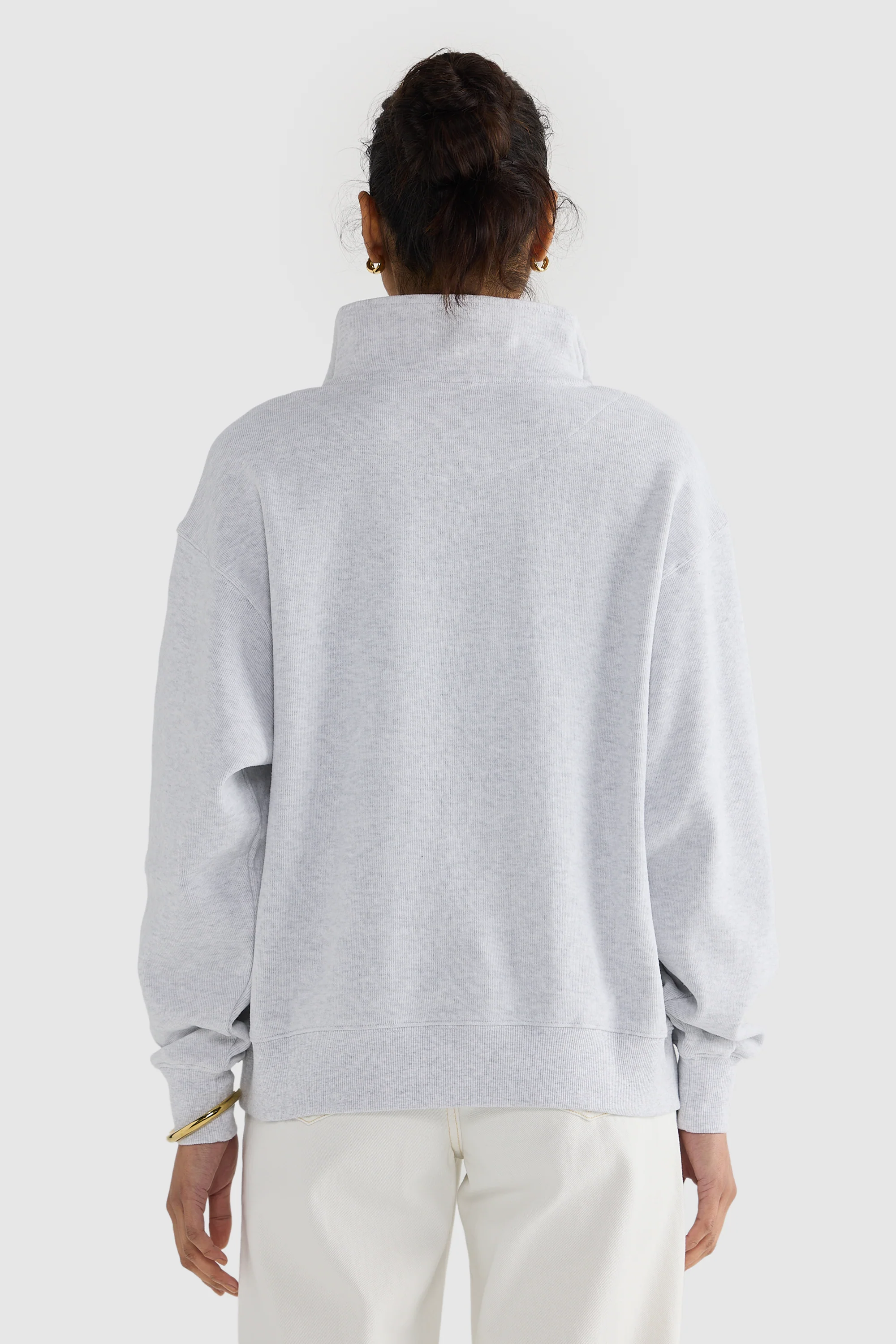 Ava Ribbed Quarter Zip White Marle - Image 5