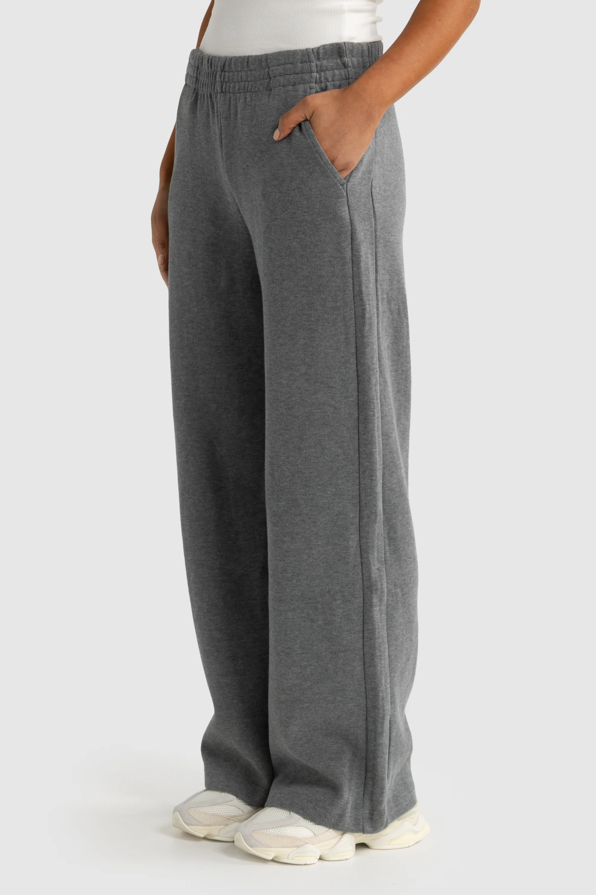 Ava Wide Leg Pants Charcoal Marle - Image 3