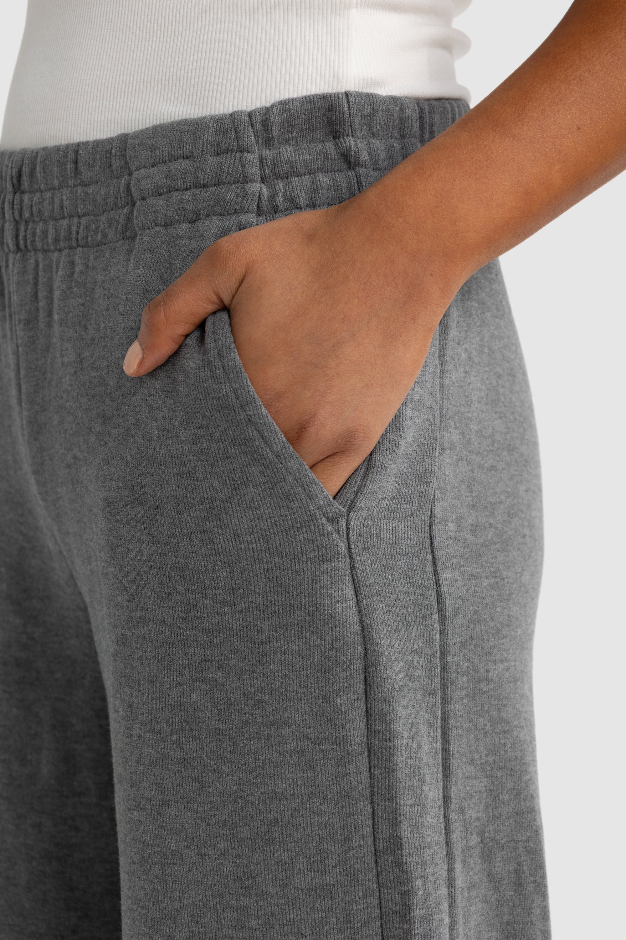 Ava Wide Leg Pants Charcoal Marle - Image 4