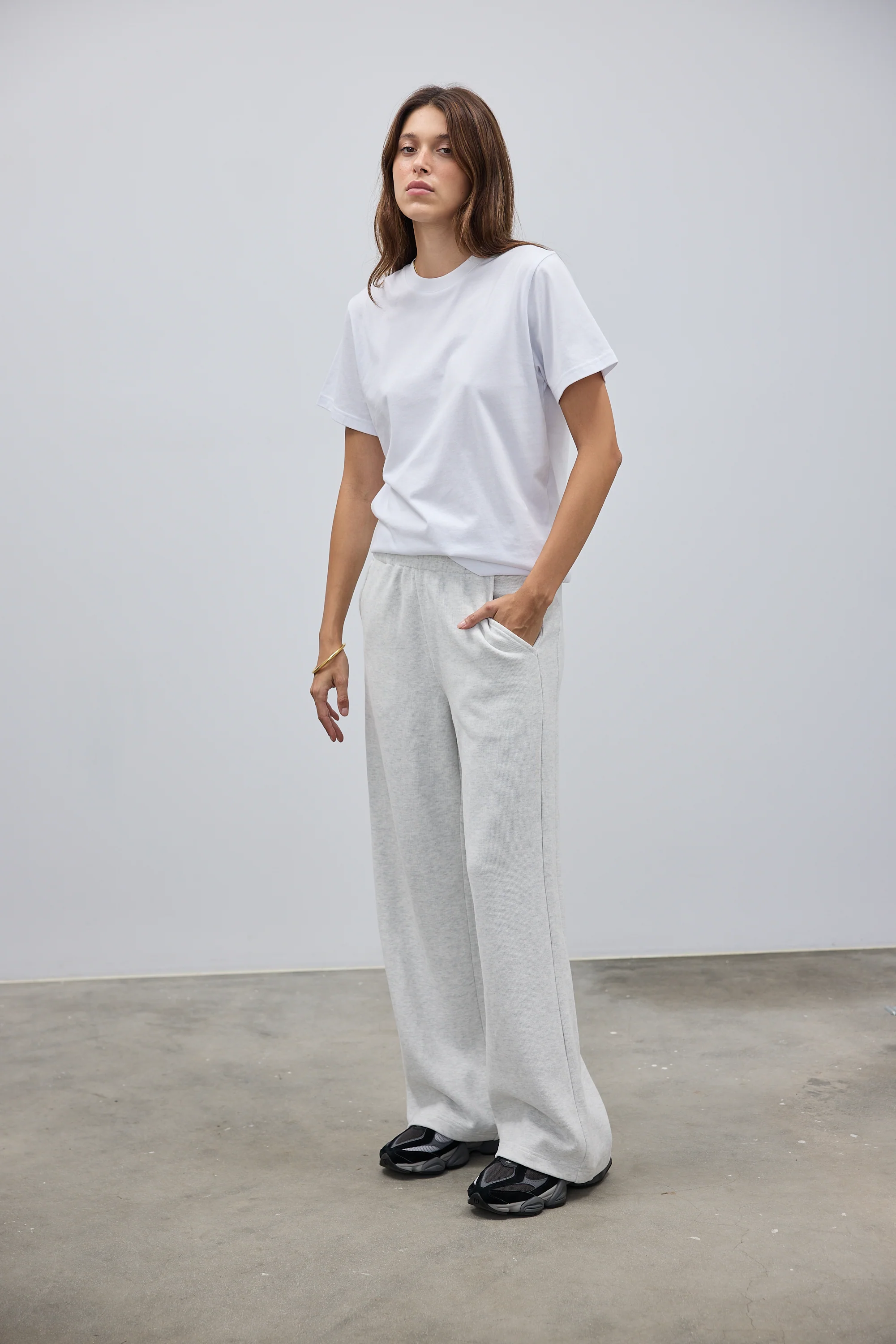 Ava Wide Leg Pants White Marle - Image 2