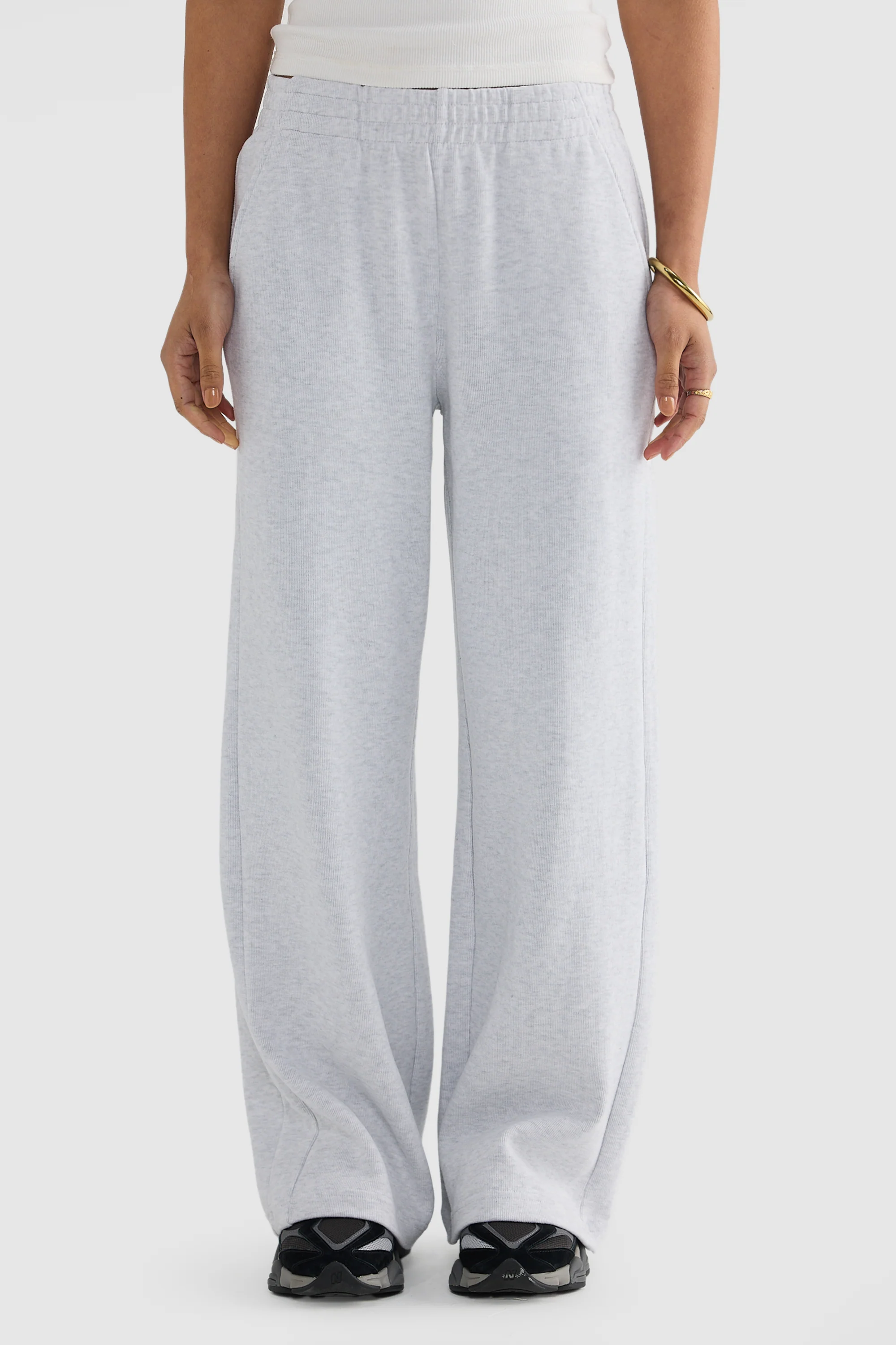 Ava Wide Leg Pants White Marle - Image 3