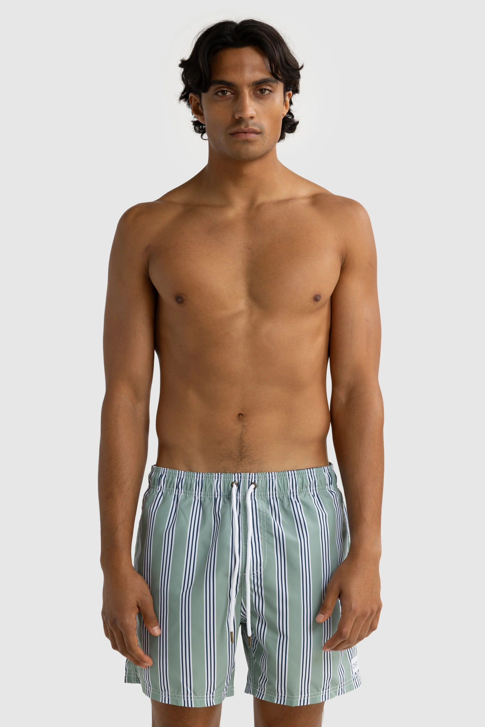 Boardwalk Stripe Swim Shorts Sage