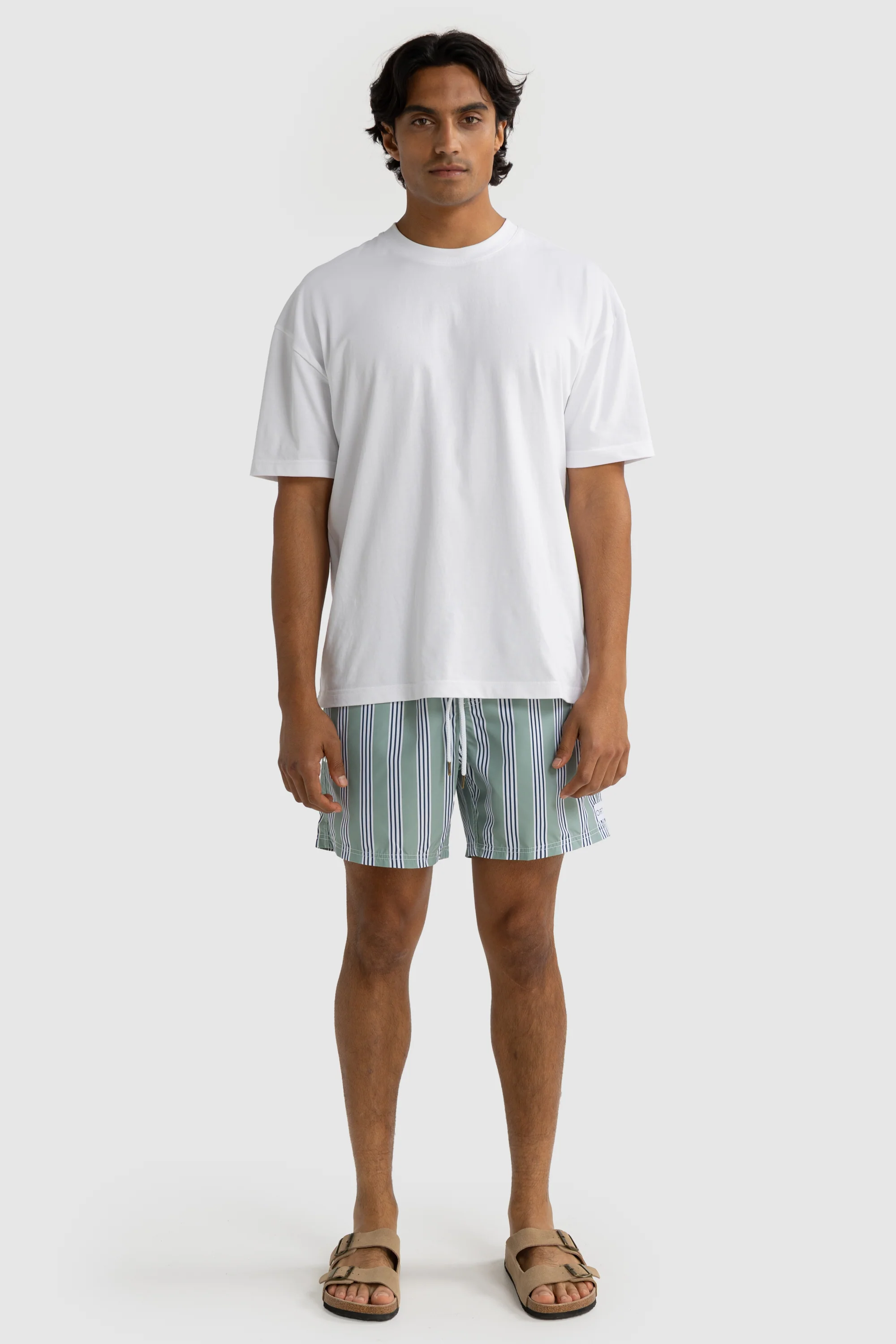 Boardwalk Stripe Swim Shorts Sage - Image 2