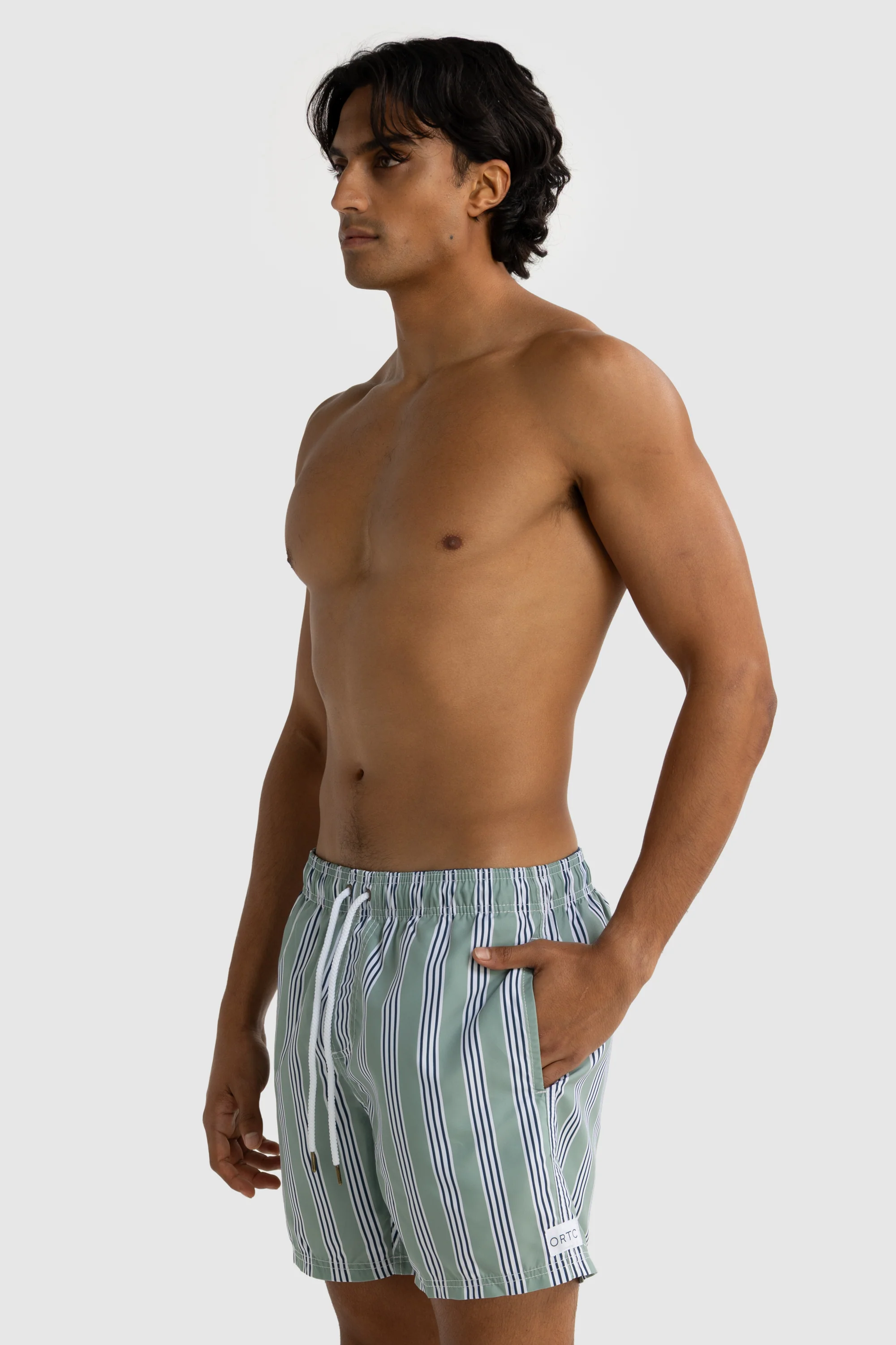 Boardwalk Stripe Swim Shorts Sage - Image 4