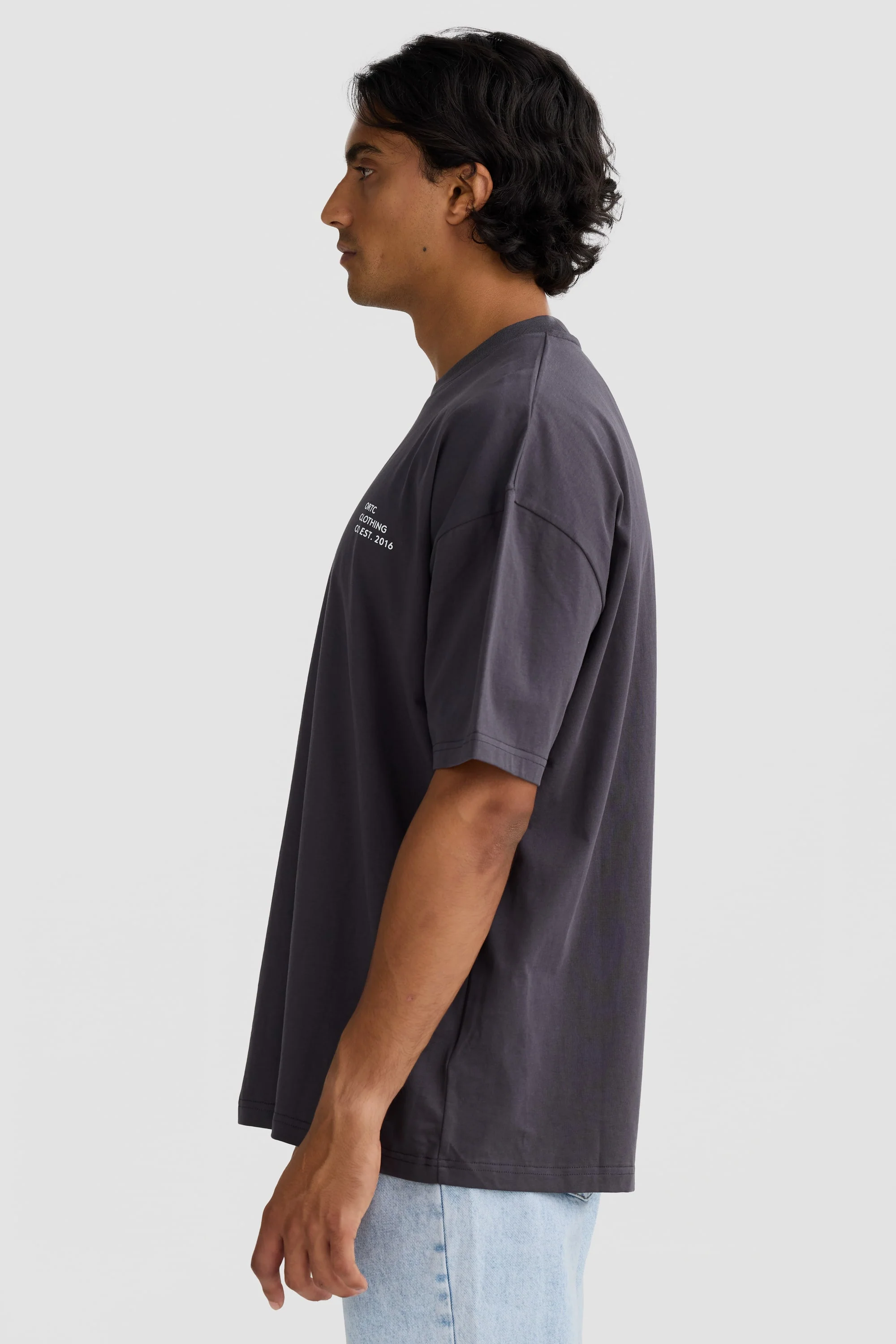 Box Fit Logo T Shirt Charcoal - Image 3