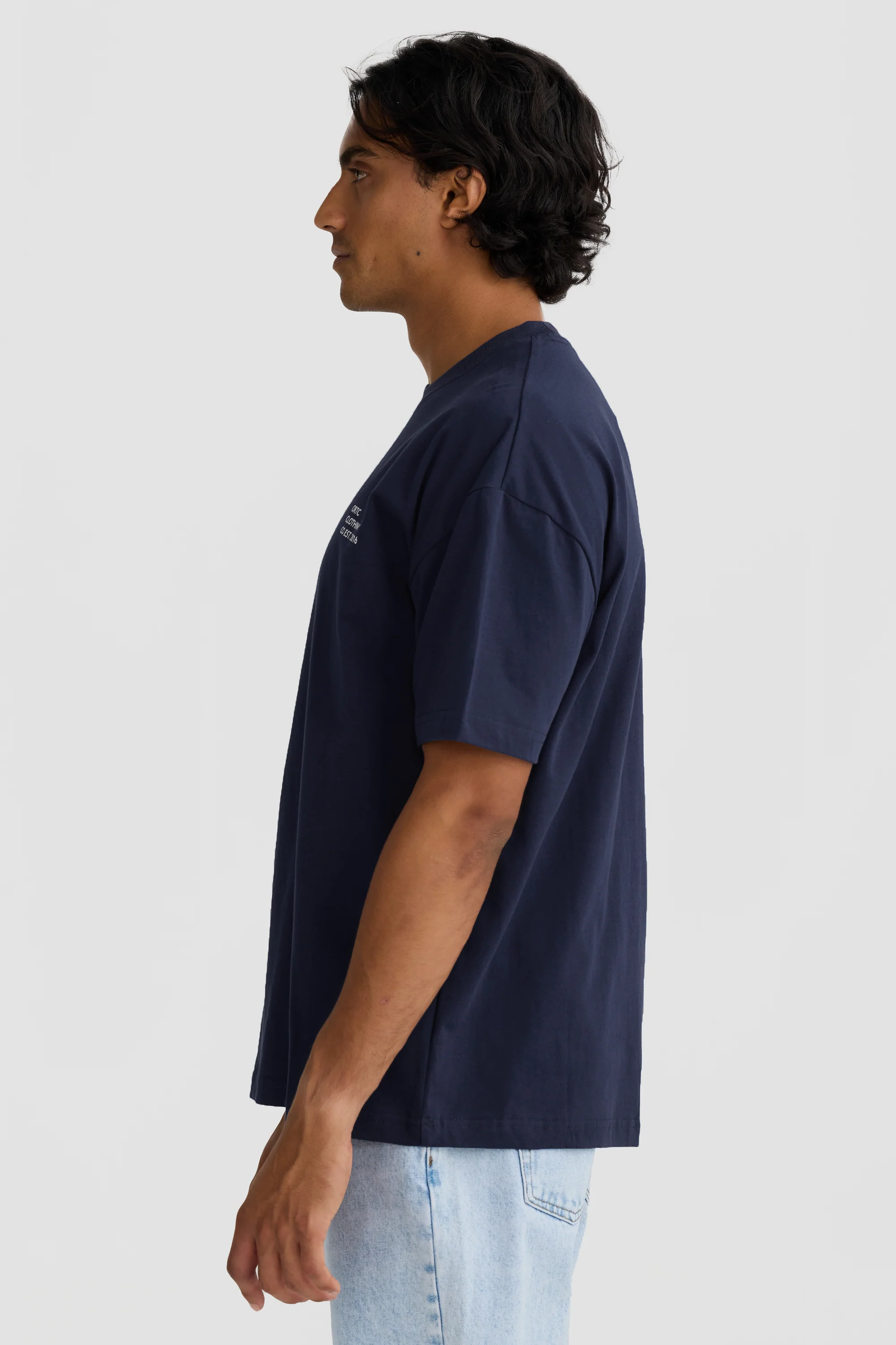 Box Fit Logo T Shirt Navy - Image 3