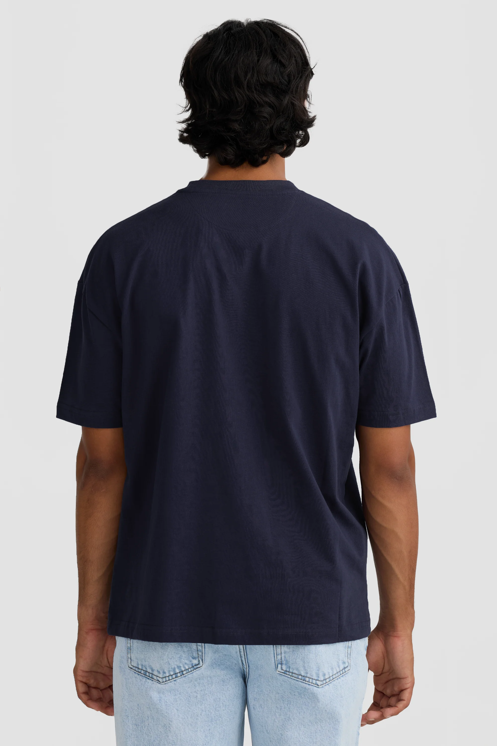 Box Fit Logo T Shirt Navy - Image 4
