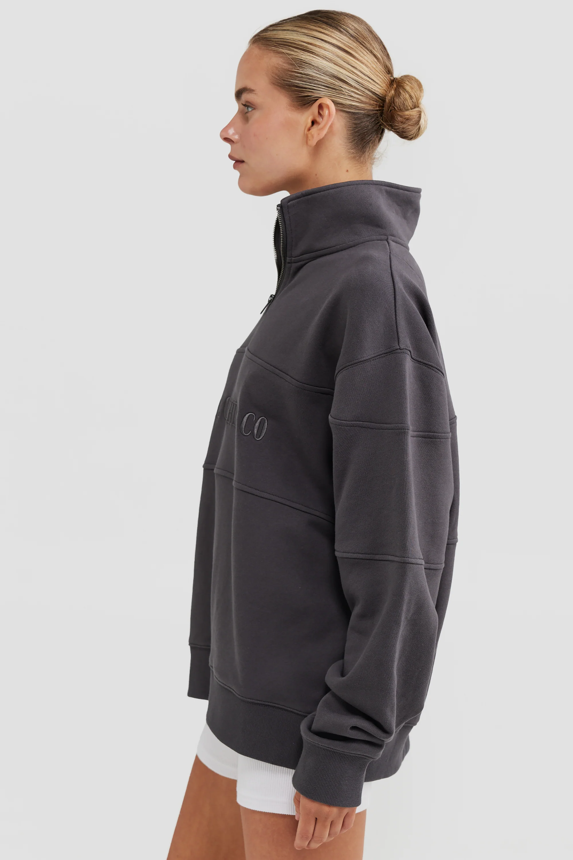 Classic Logo Quarter Zip Charcoal - Image 3