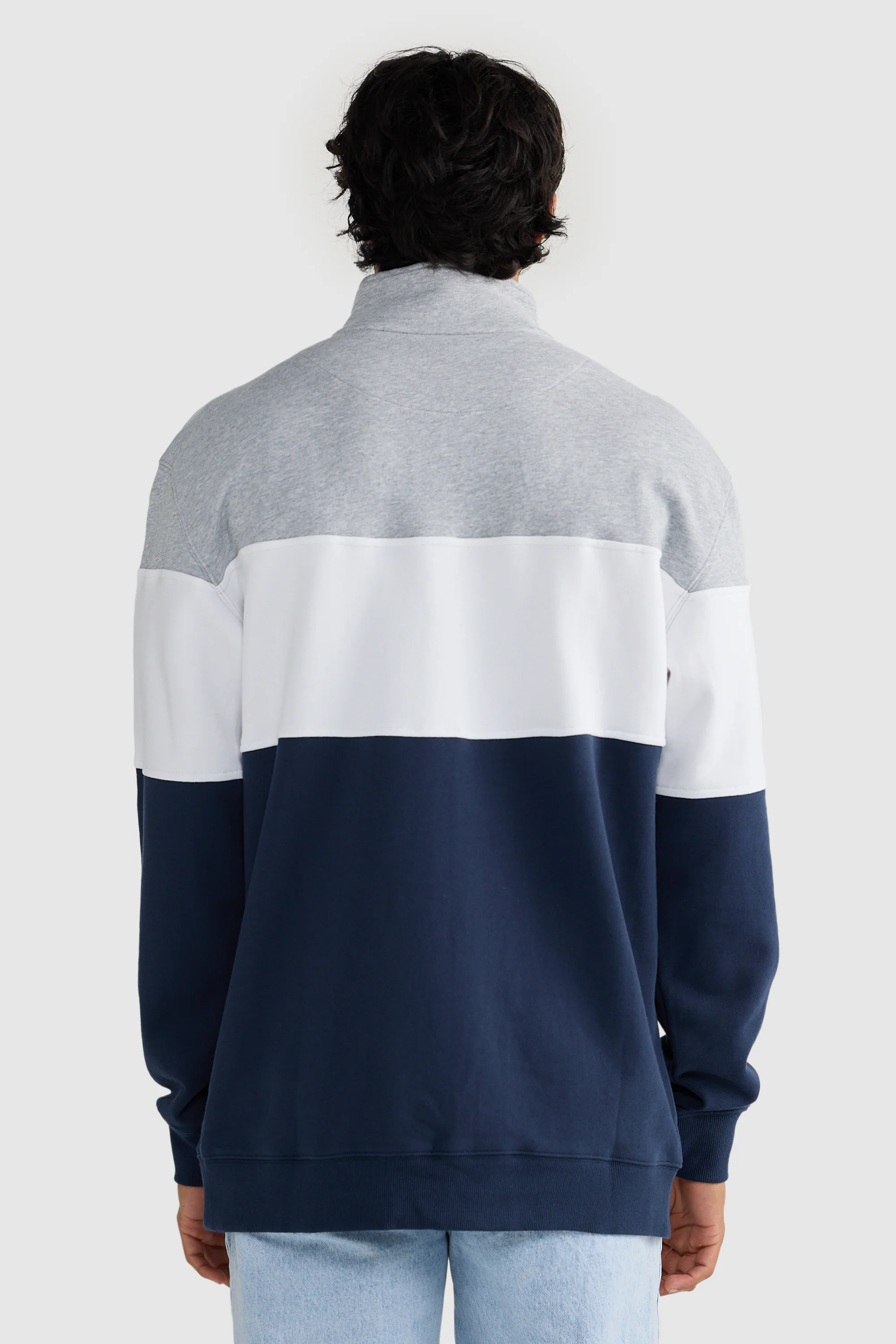 Classic Logo Quarter Zip Grey Marle and Navy - Image 4