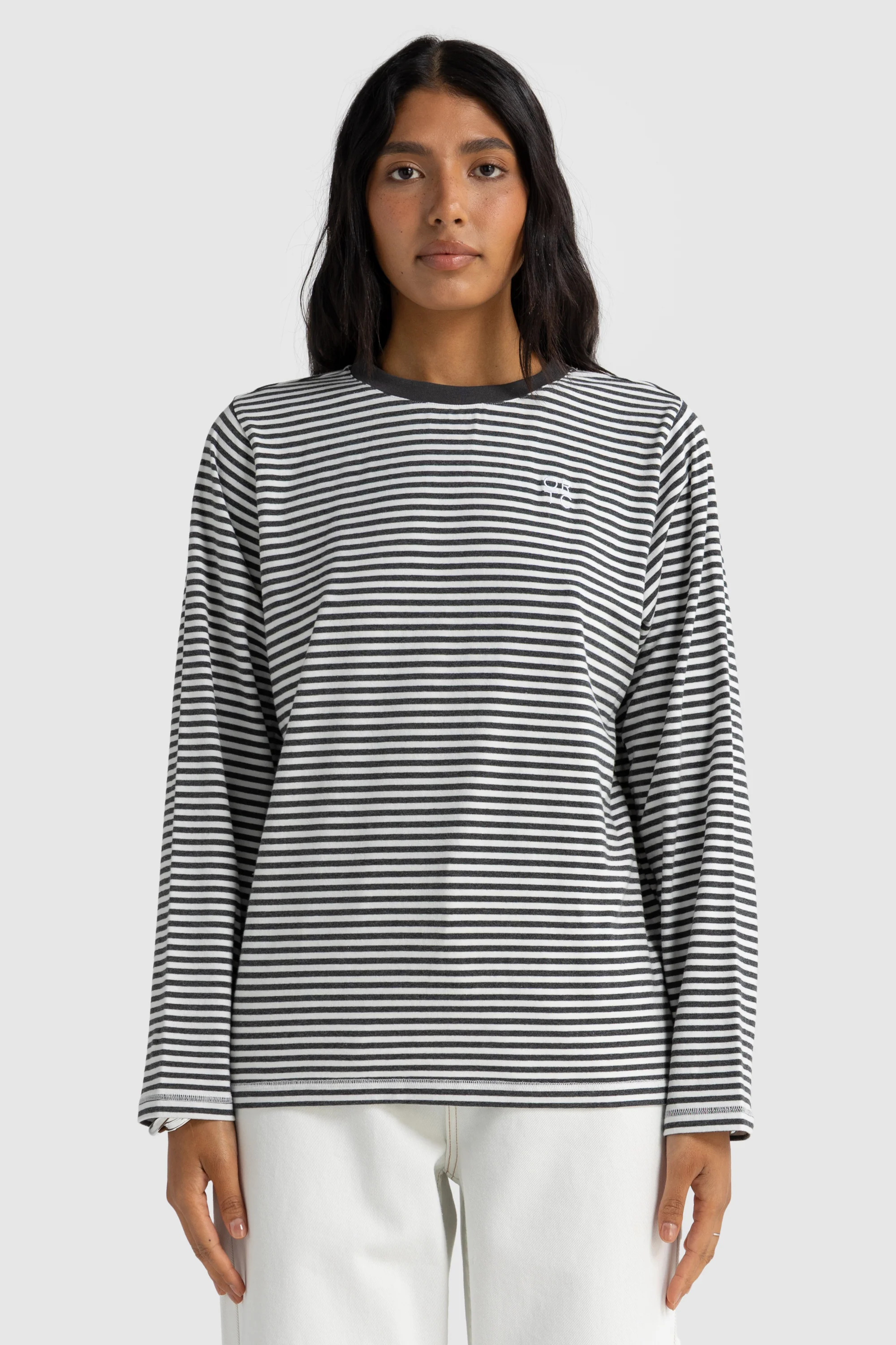 Darla Long Sleeve Charcoal Stripe - Image 4