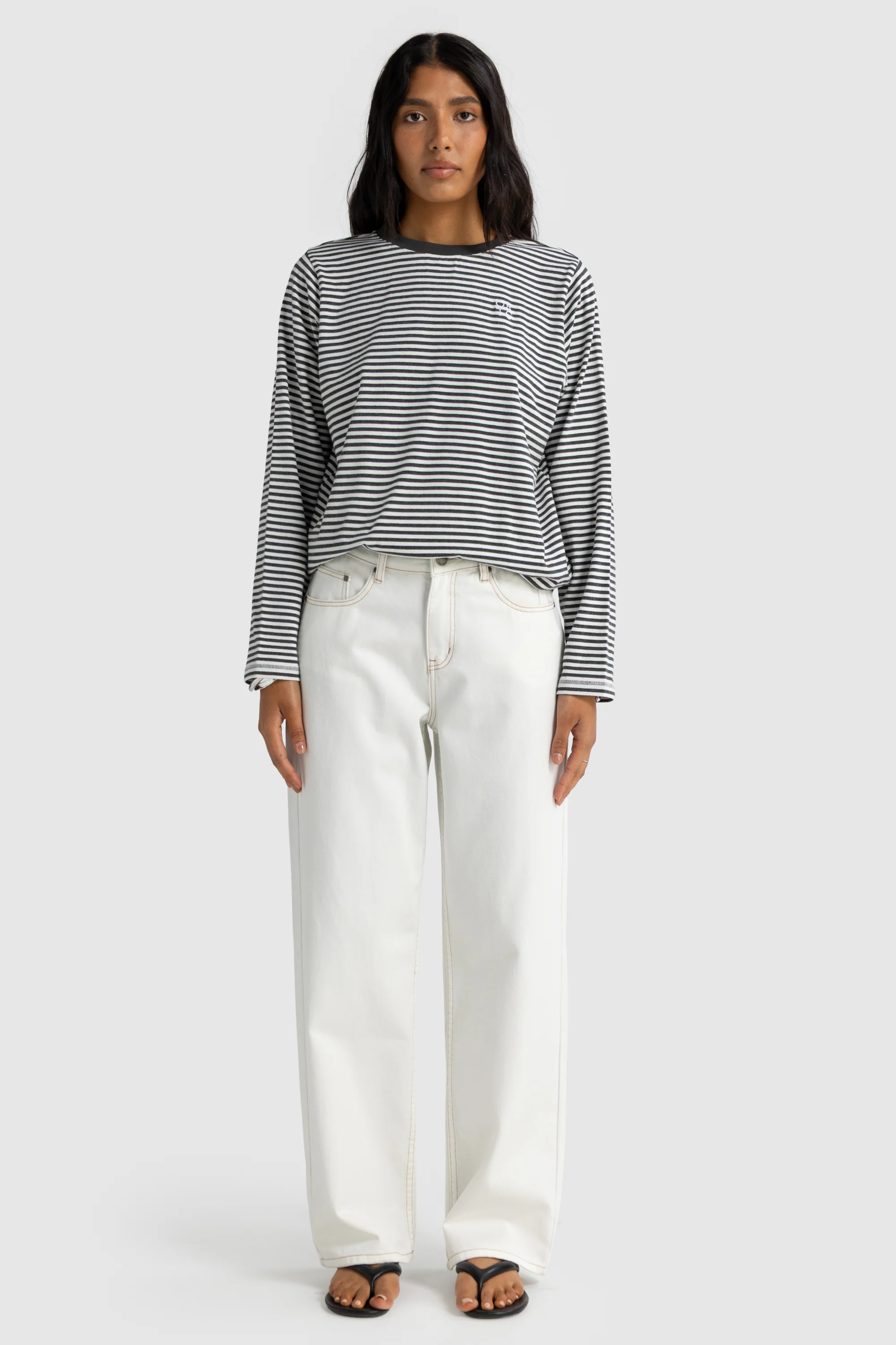 Darla Long Sleeve Charcoal Stripe - Image 6