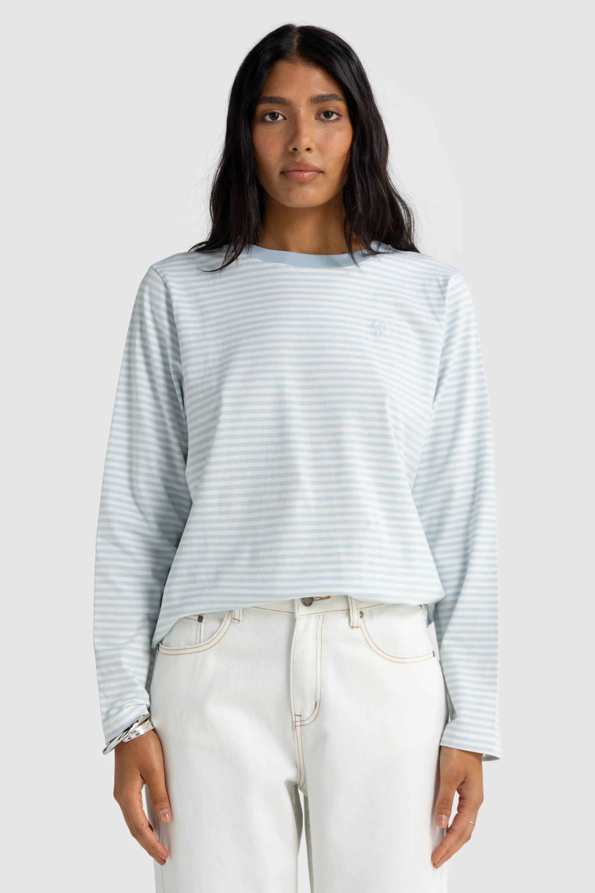 Darla Long Sleeve Powder Blue Stripe