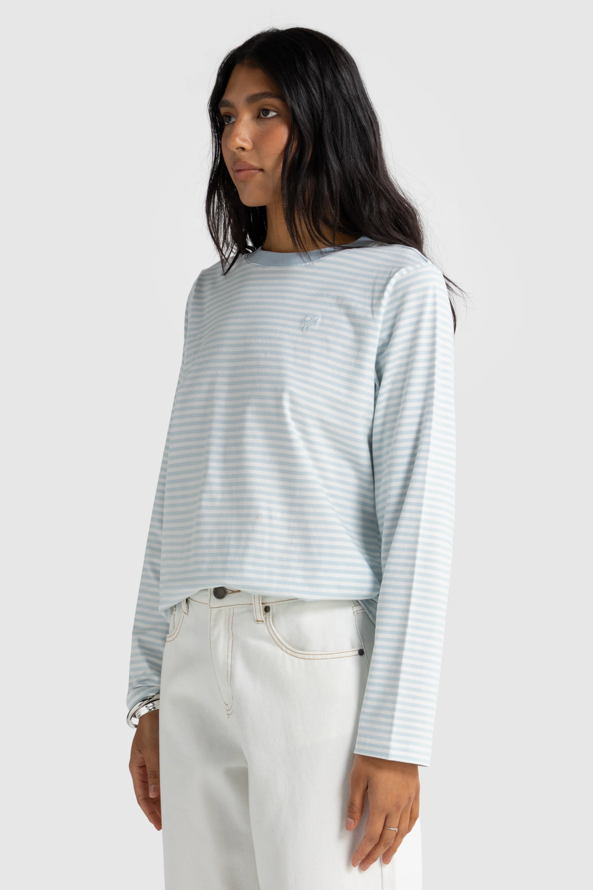 Darla Long Sleeve Powder Blue Stripe - Image 2