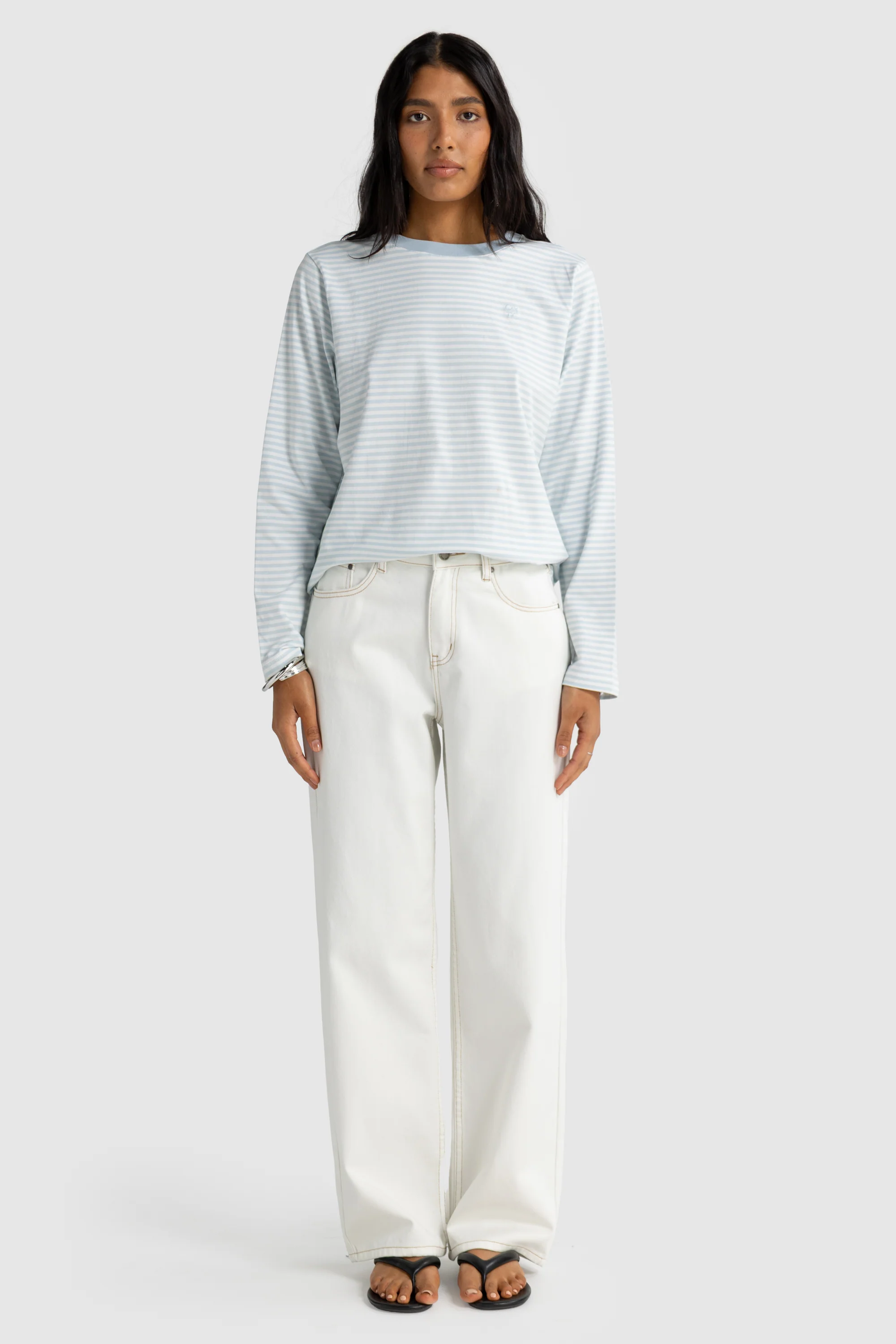 Darla Long Sleeve Powder Blue Stripe - Image 6